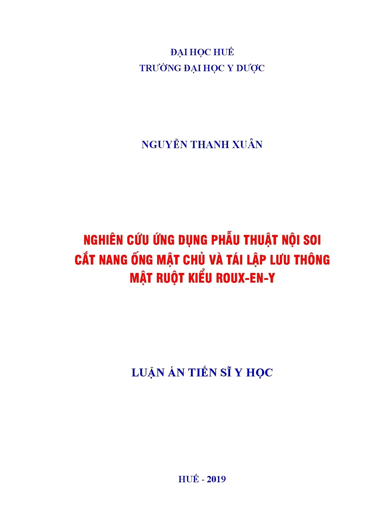 Phẫu thuật nội soi cắt nang ống mật chủ và tái lập Roux-en-Y