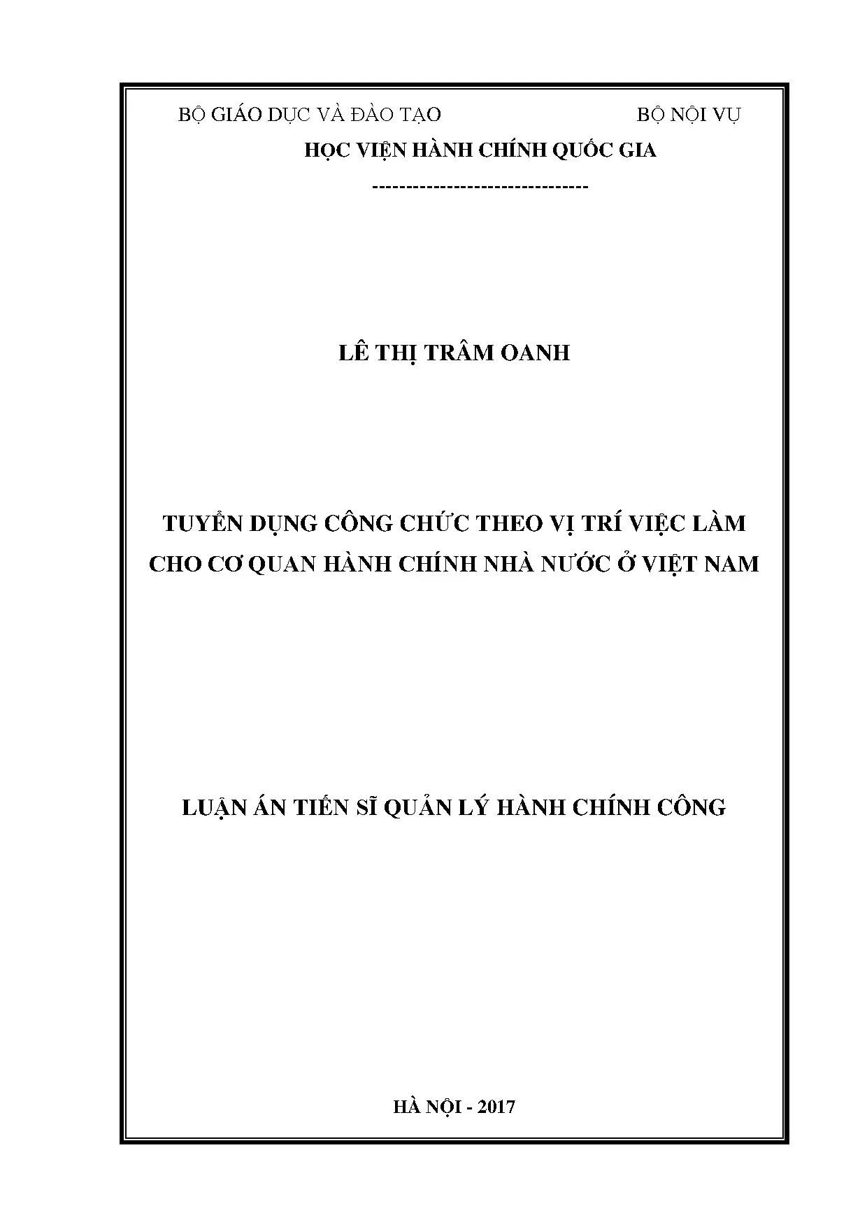 Tuyển dụng công chức theo vị trí việc làm tại Việt Nam