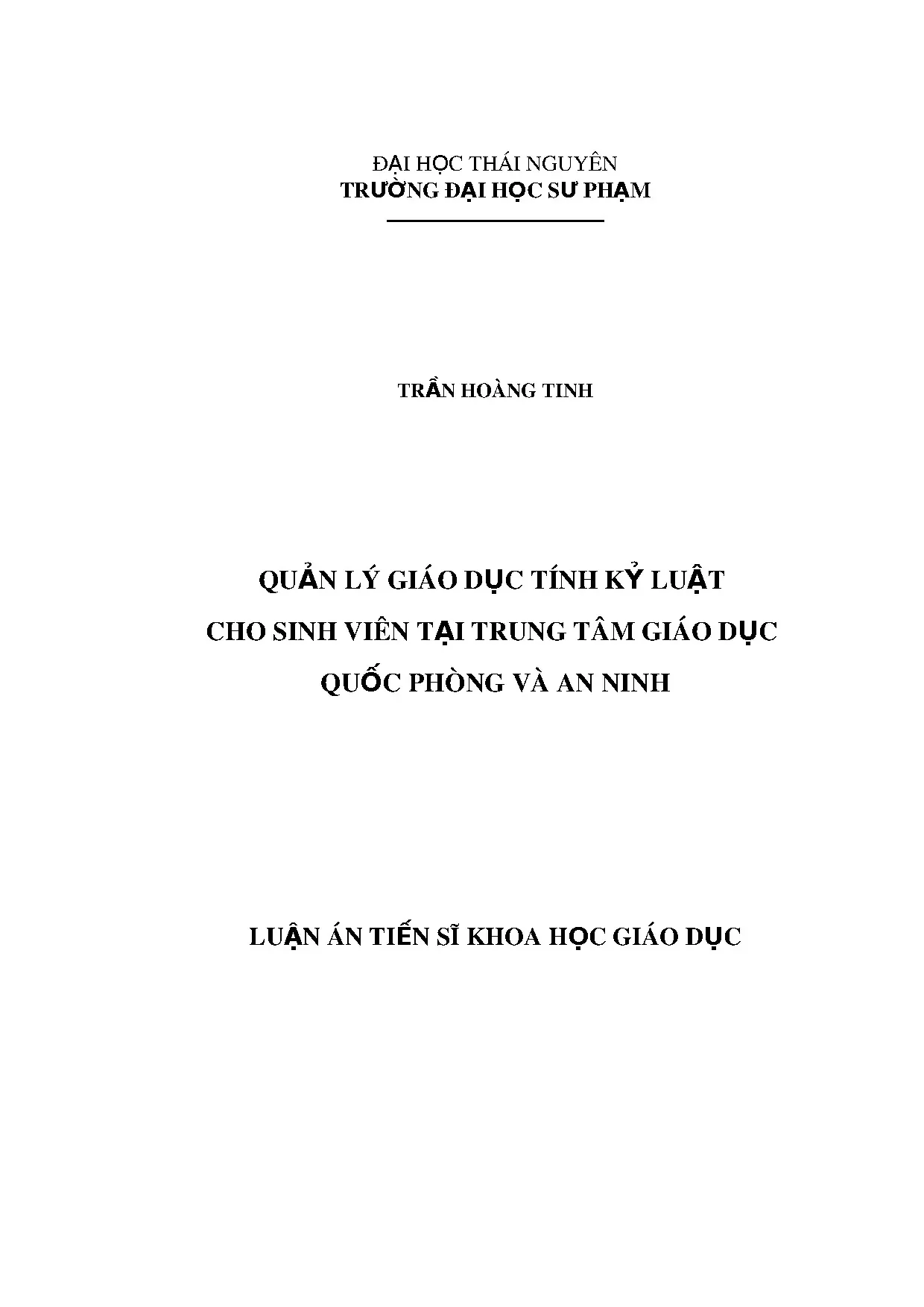 Quản lý giáo dục tính kỷ luật cho sinh viên tại GDQPAN