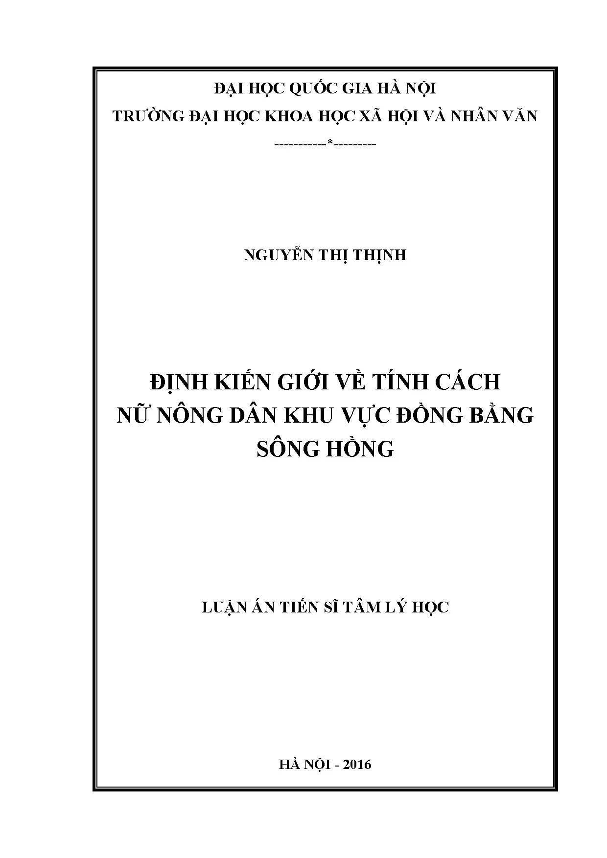 Định kiến giới về tính cách nữ nông dân đồng bằng sông Hồng