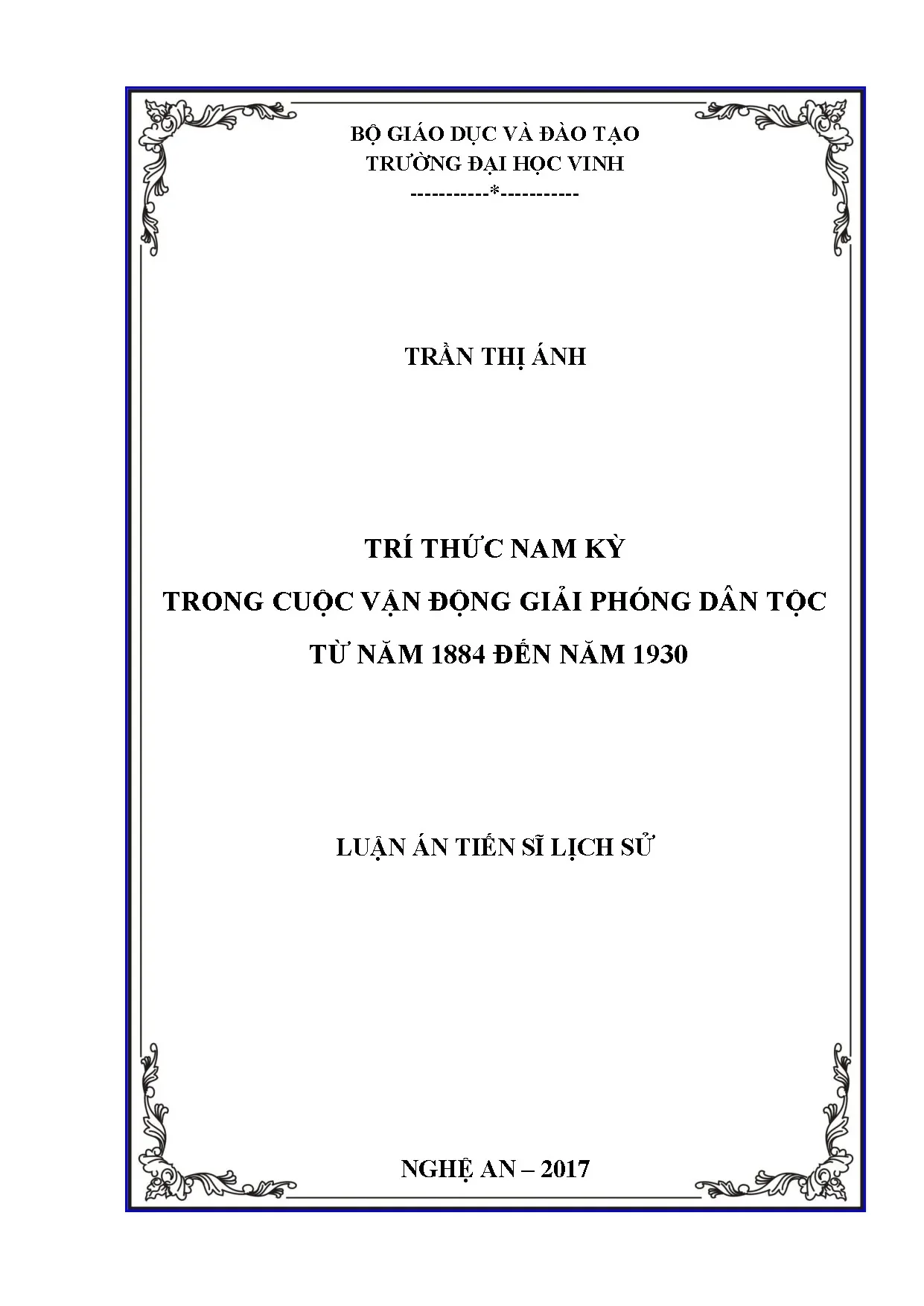 Trí thức Nam Kỳ và phong trào giải phóng dân tộc 1884-1930