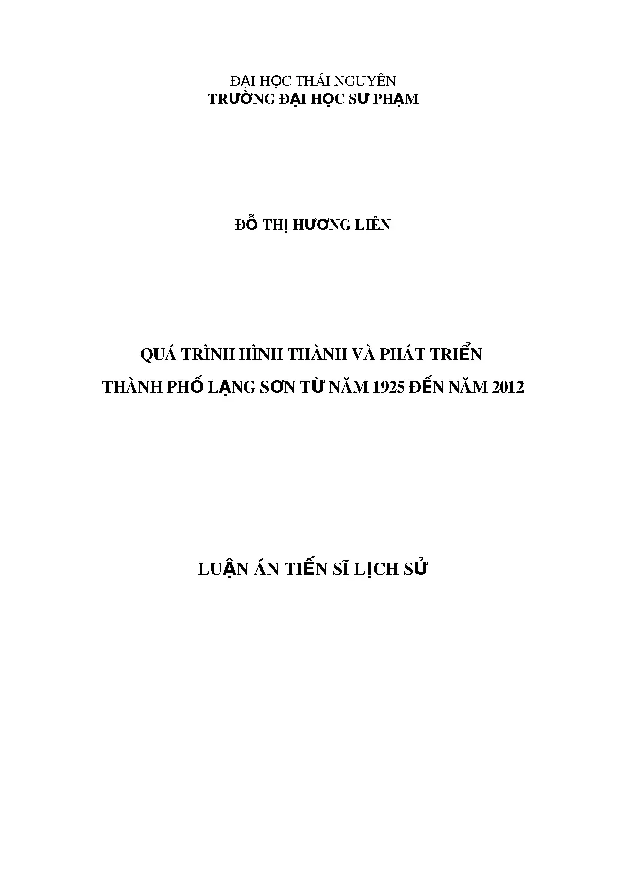 Quá trình hình thành và phát triển thành phố Lạng Sơn từ 1925-2012