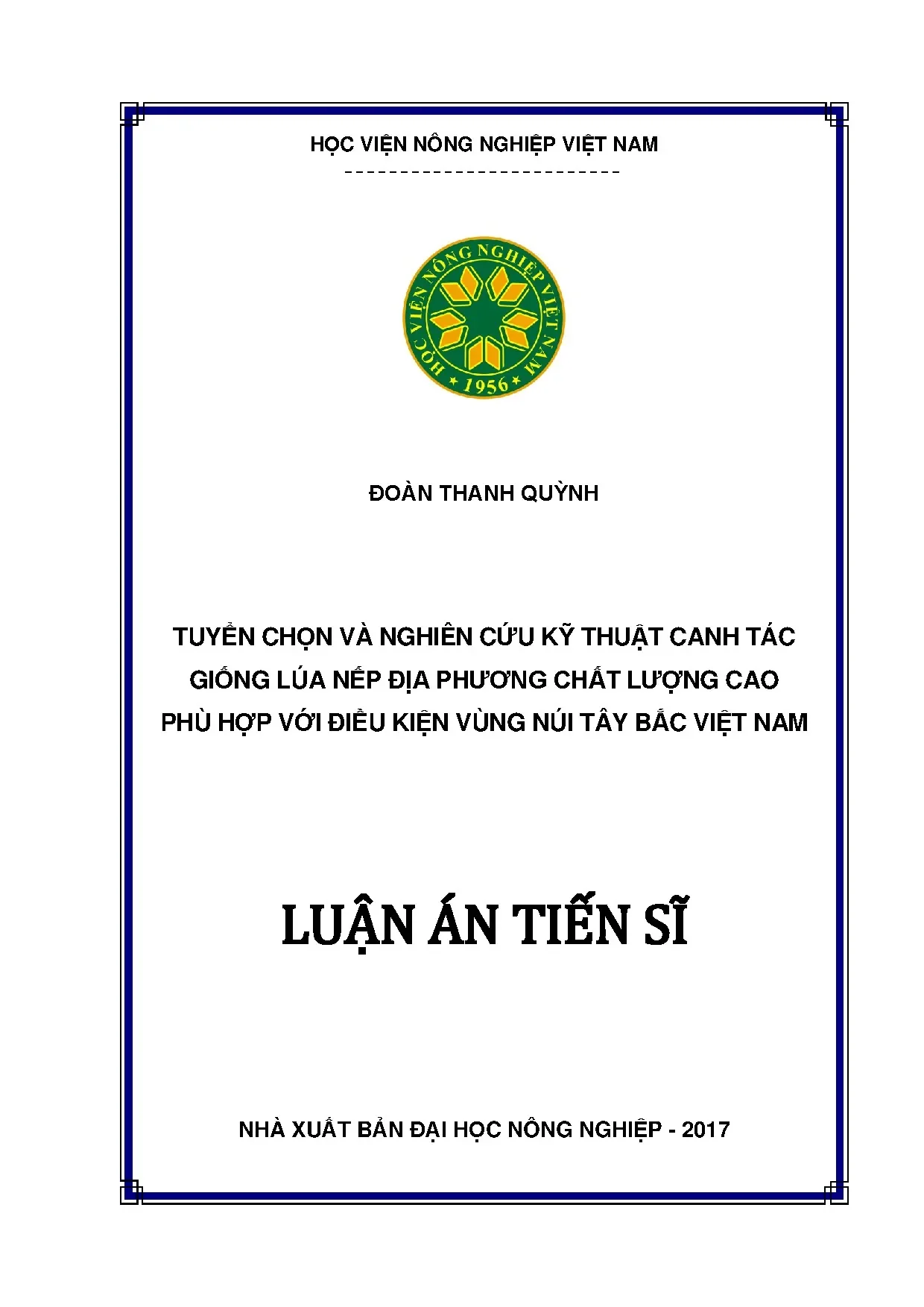 Kỹ thuật canh tác lúa nếp địa phương chất lượng cao Tây Bắc
