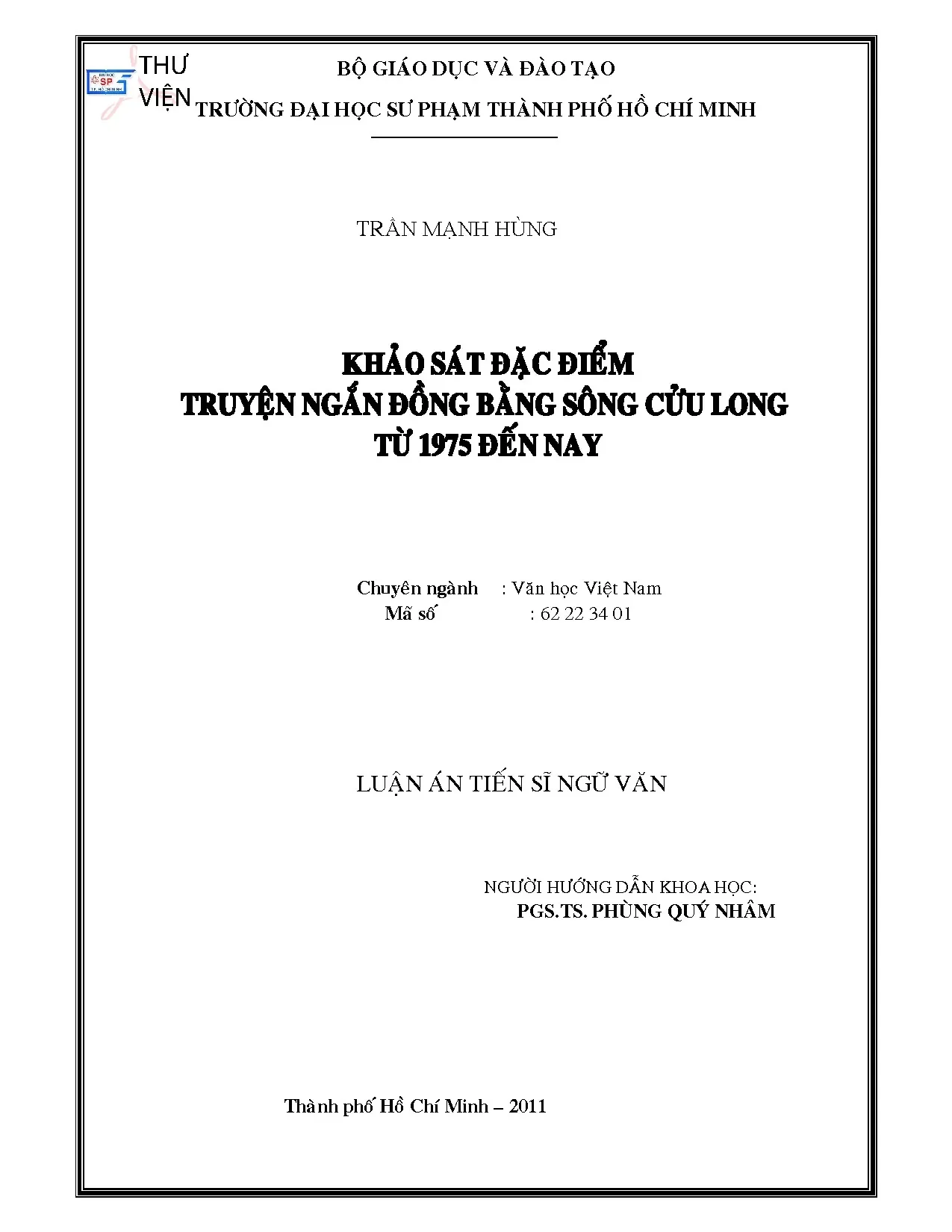 Khảo sát đặc điểm truyện ngắn ĐBSCL từ 1975