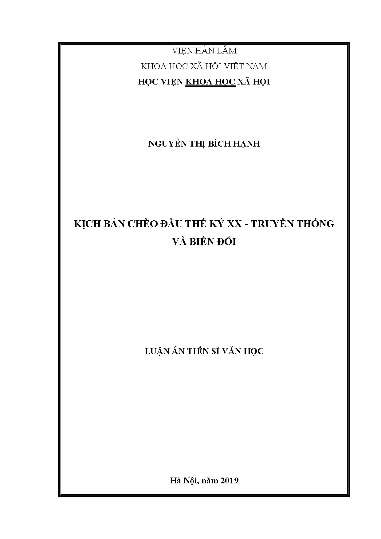 Kịch bản chèo đầu thế kỷ XX: Truyền thống và biến đổi