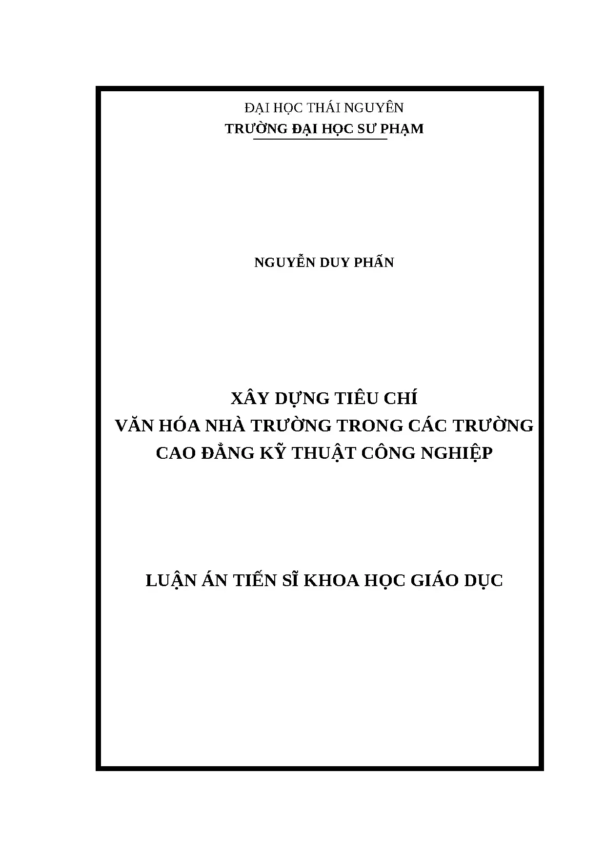 Xây dựng tiêu chí văn hóa nhà trường cao đẳng kỹ thuật