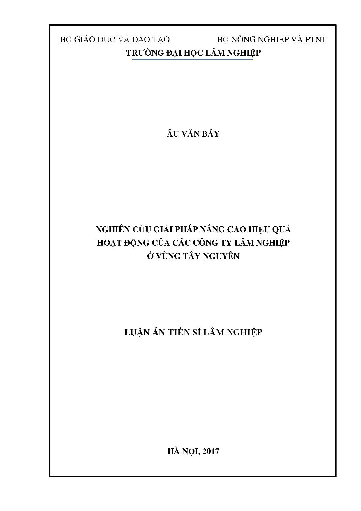Giải pháp nâng cao hiệu quả công ty lâm nghiệp Tây Nguyên