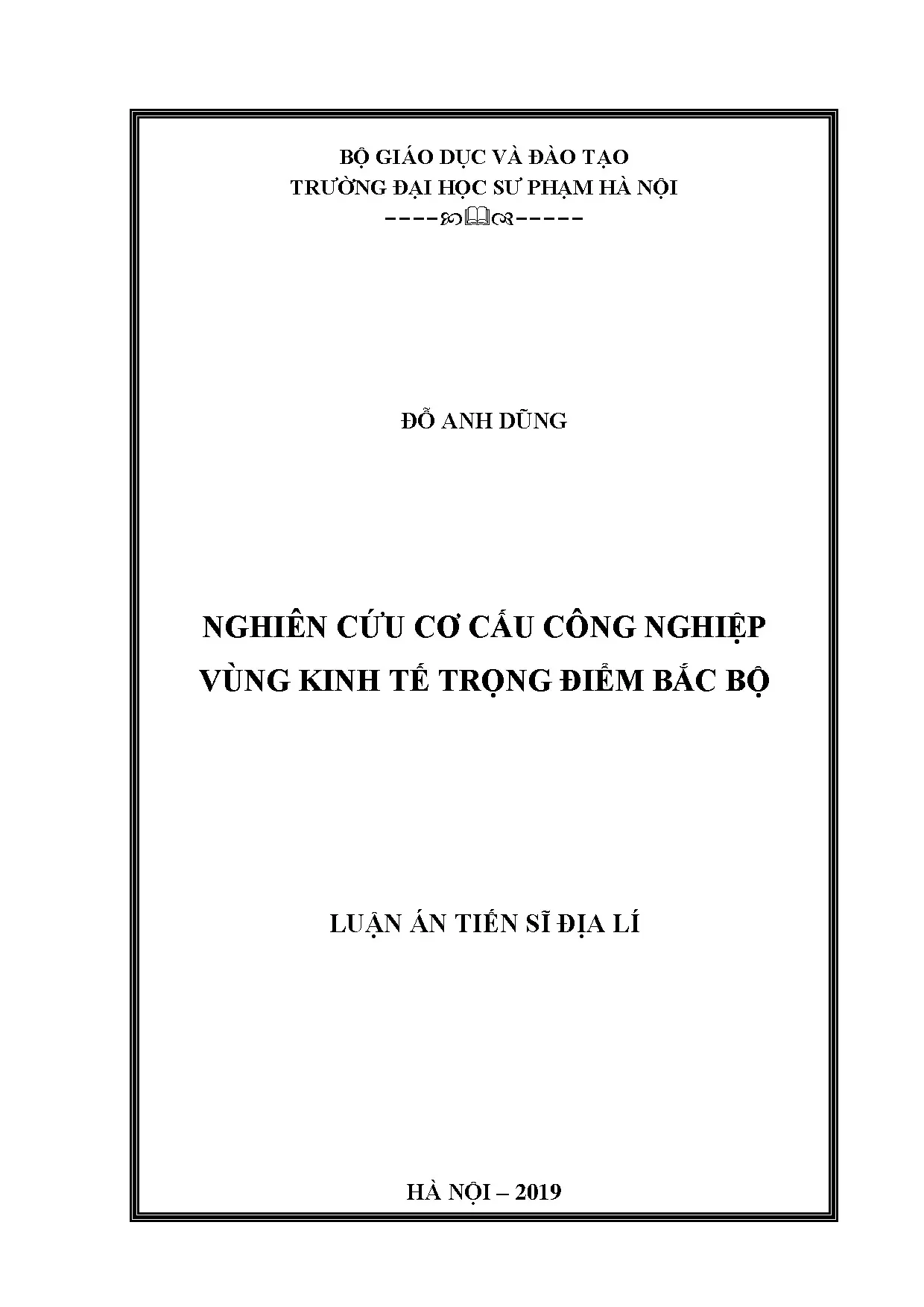 Cơ cấu Công nghiệp Vùng Kinh tế Trọng điểm Bắc Bộ