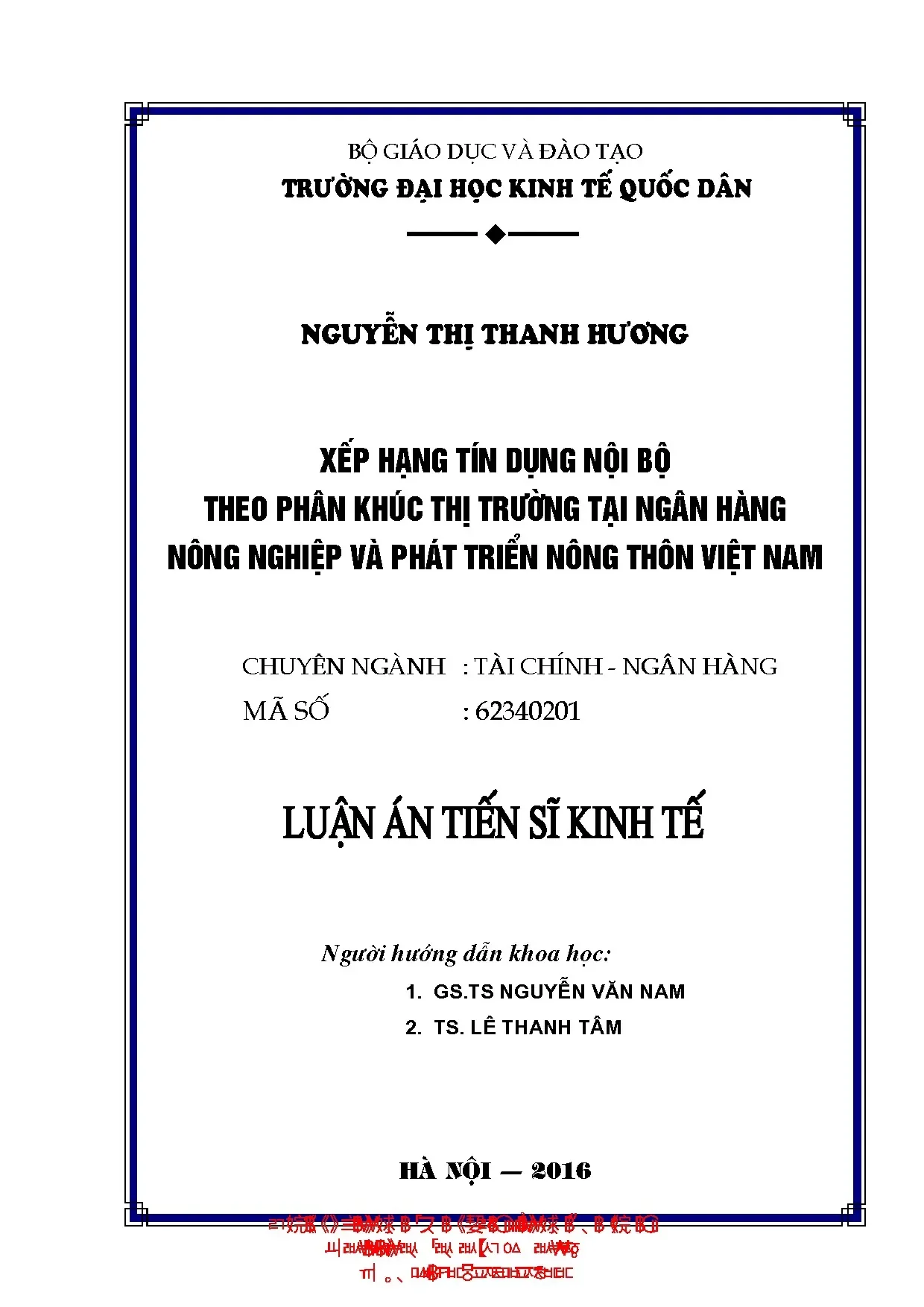 Xếp hạng tín dụng nội bộ Agribank theo phân khúc thị trường