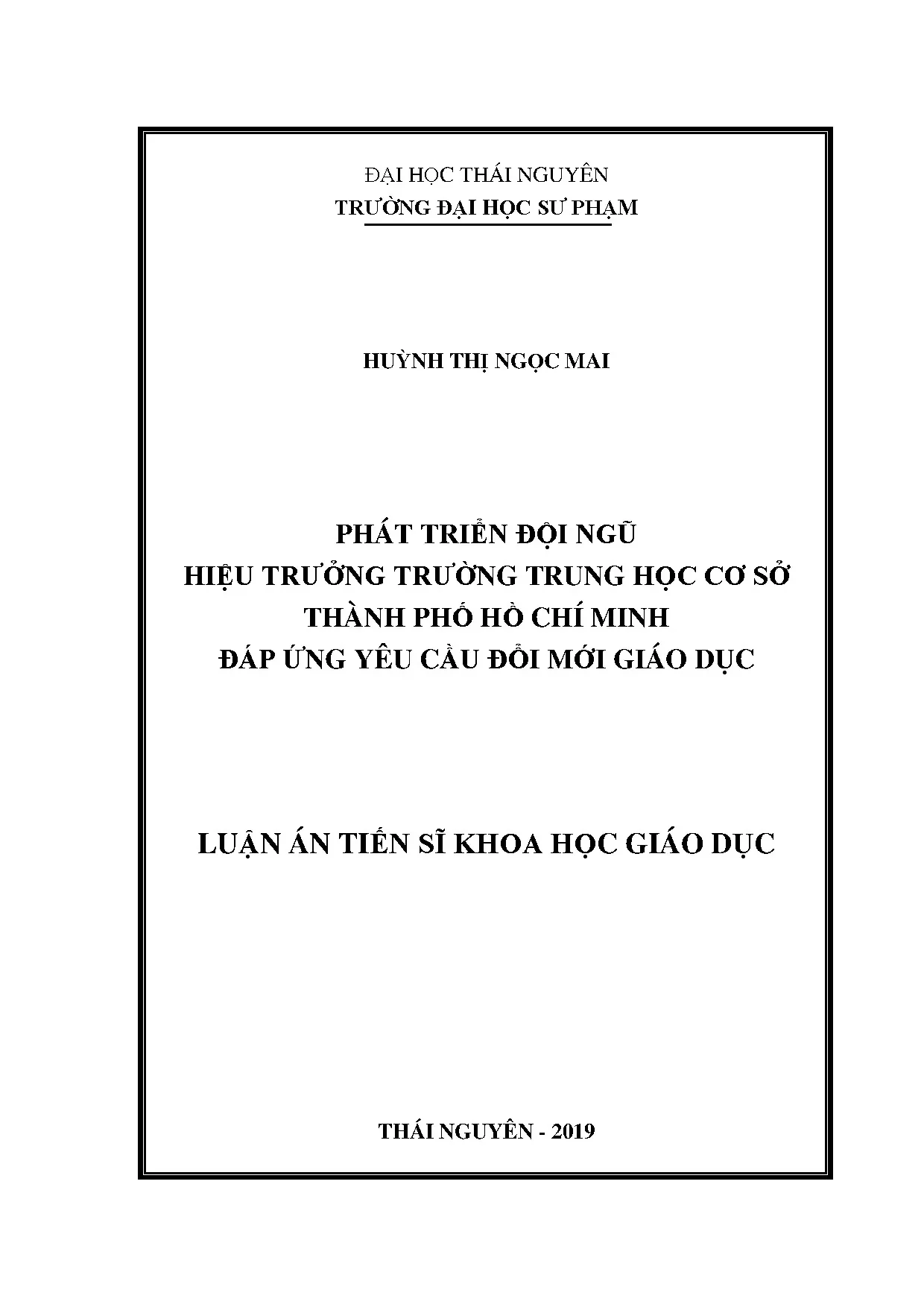 Phát triển đội ngũ hiệu trưởng THCS TP.HCM đổi mới giáo dục