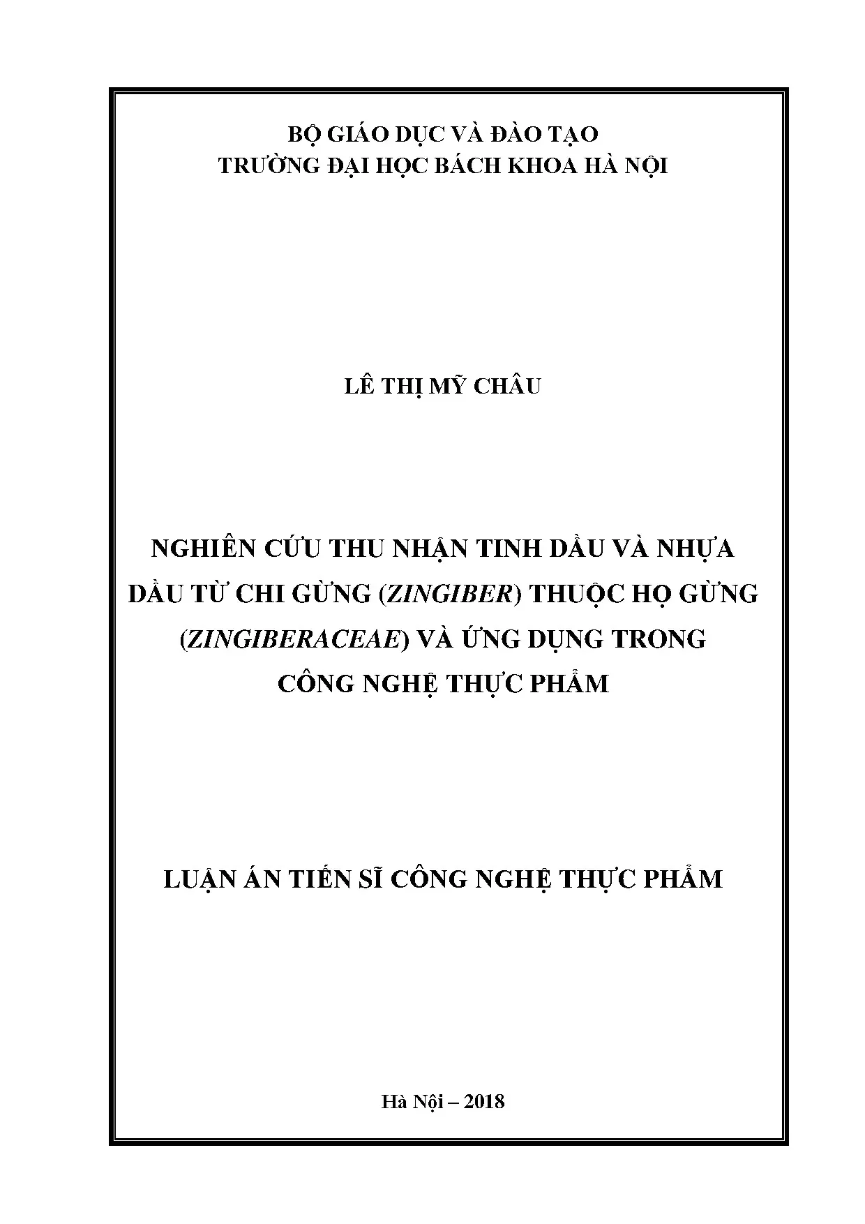 Thu nhận tinh dầu, nhựa dầu gừng và ứng dụng thực phẩm