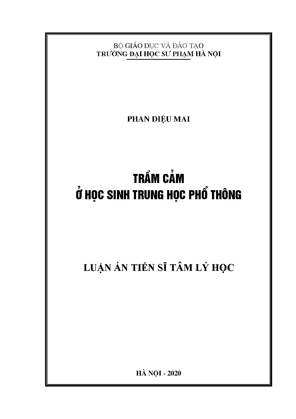 Trầm cảm ở học sinh THPT: Nghiên cứu luận án tiến sĩ Tâm lý học