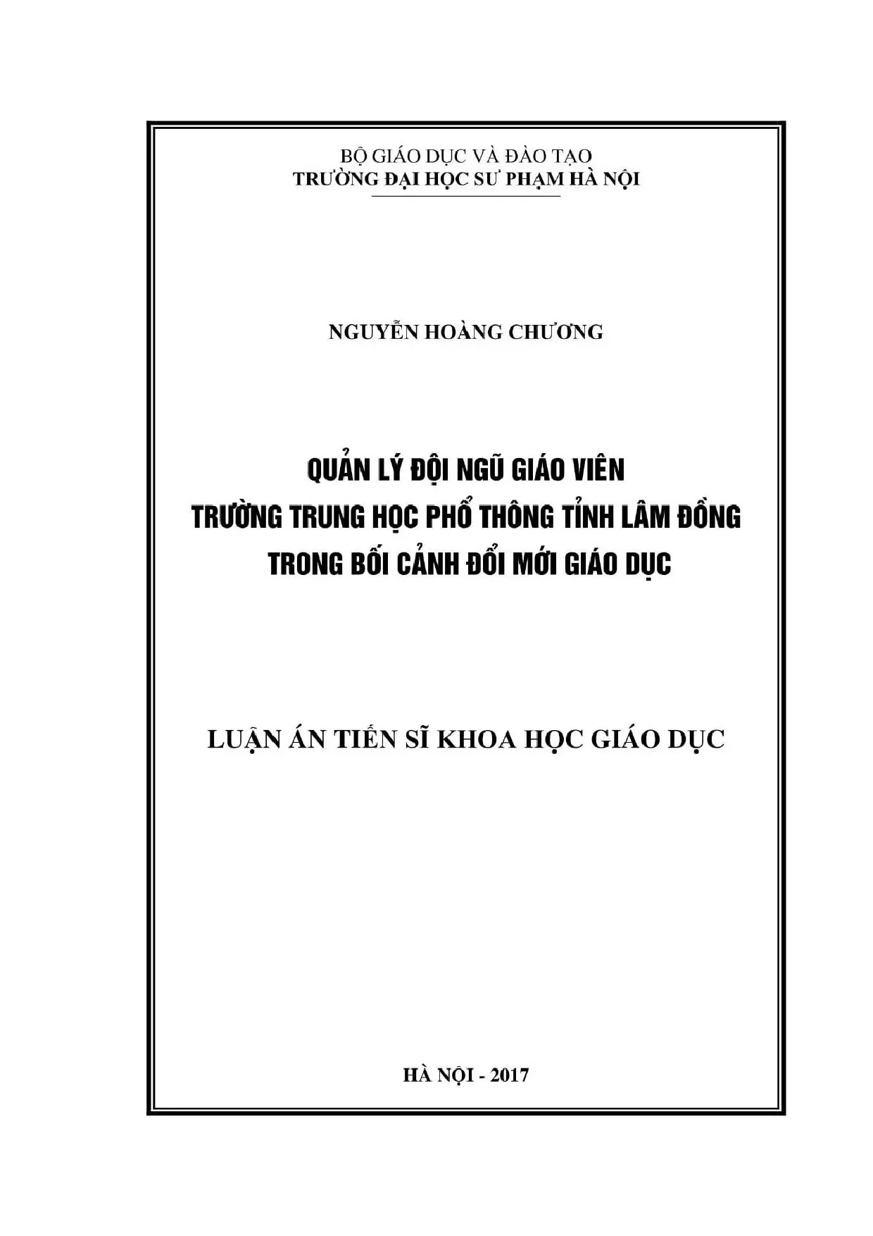 Quản lý đội ngũ giáo viên trường thpt tỉnh lâm đồng trong bố