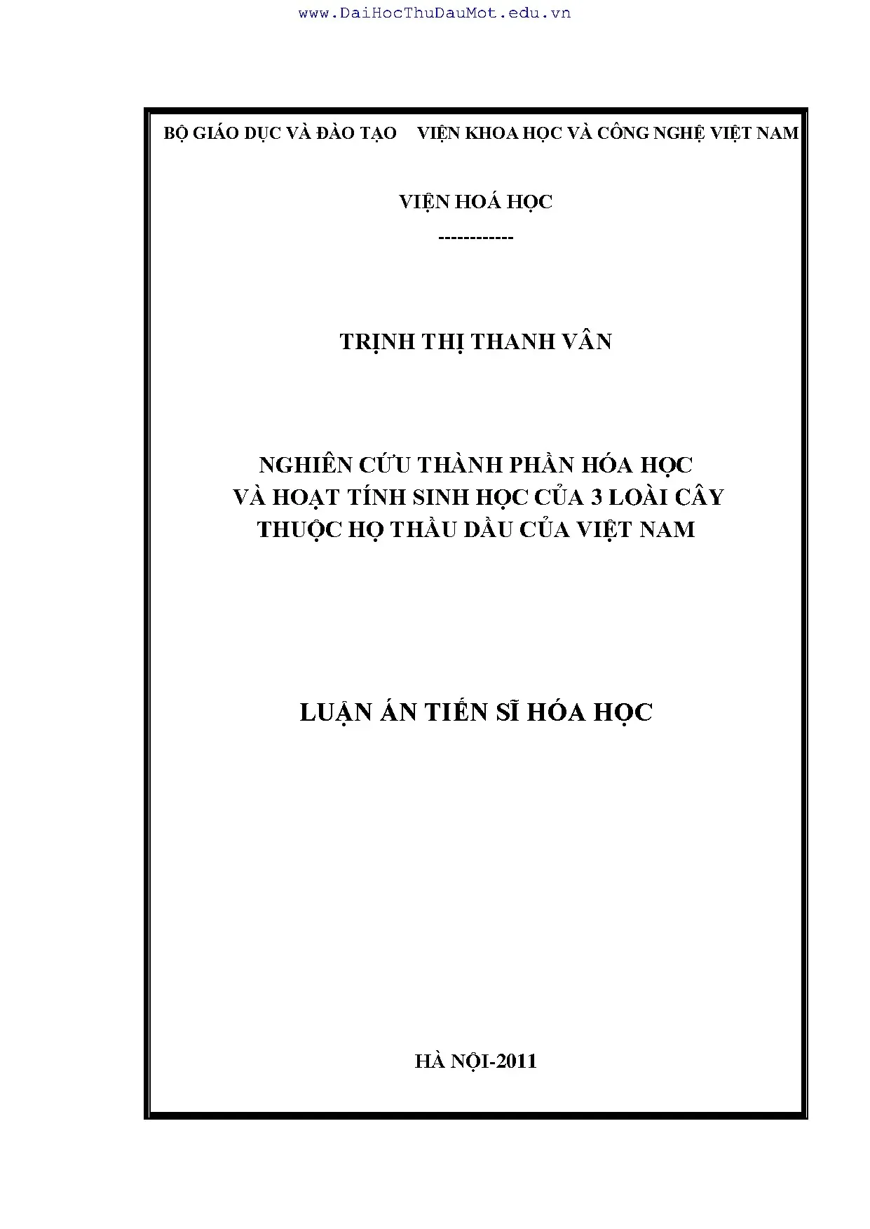 Hóa học và hoạt tính sinh học 3 loài họ thầu dầu Việt Nam