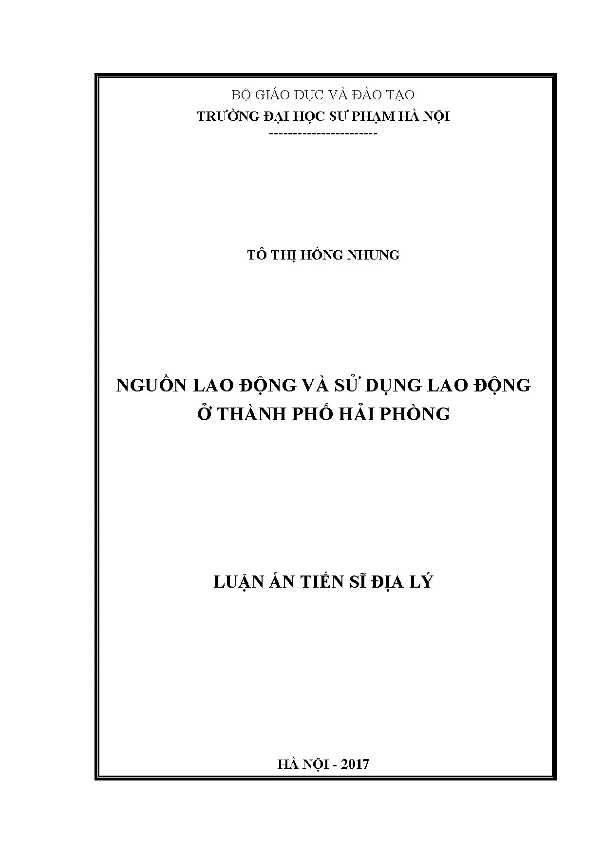 Nguồn lao động và sử dụng lao động ở thành phố Hải Phòng