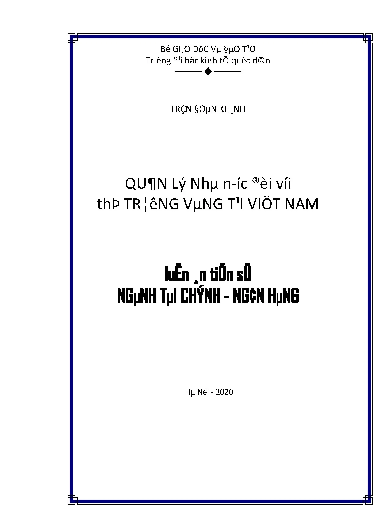 Quản lý Nhà nước Thị trường Vàng Việt Nam - Luận án 2020