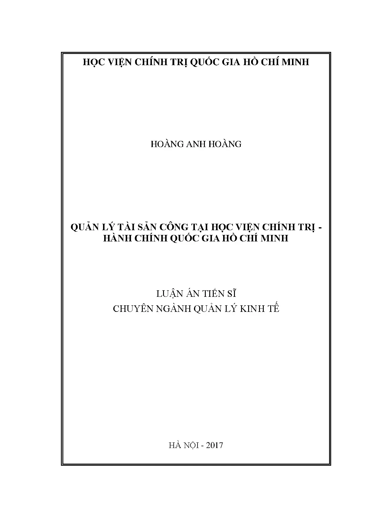 Quản lý tài sản công tại Học viện Chính trị quốc gia Hồ Chí Minh