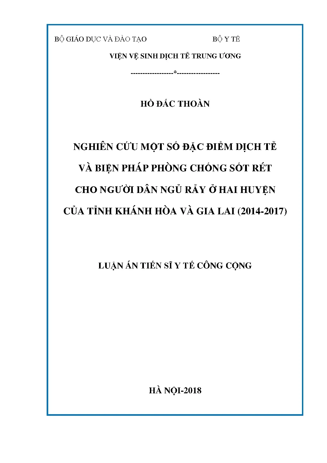 Đặc điểm dịch tễ và phòng chống sốt rét ở người ngủ rẫy