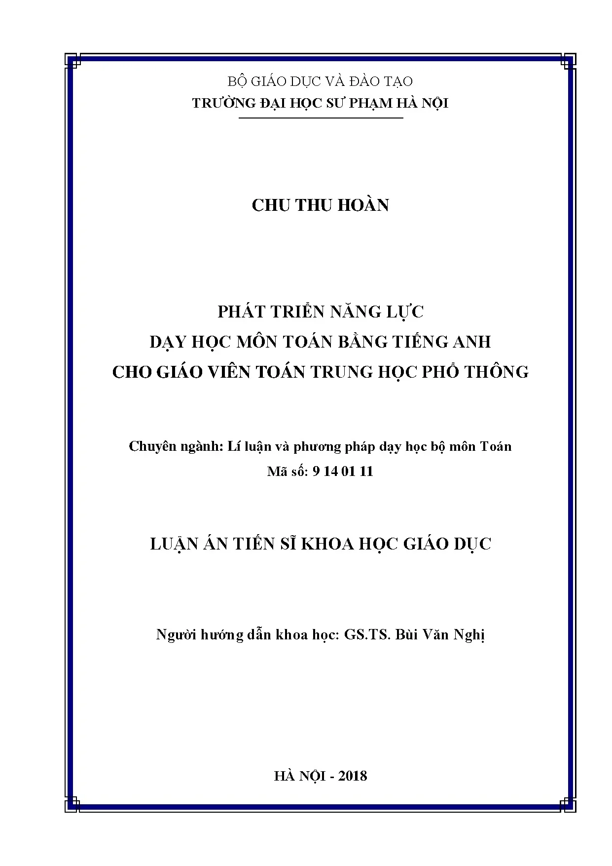 Phát triển năng lực dạy Toán bằng tiếng Anh cho GV THPT