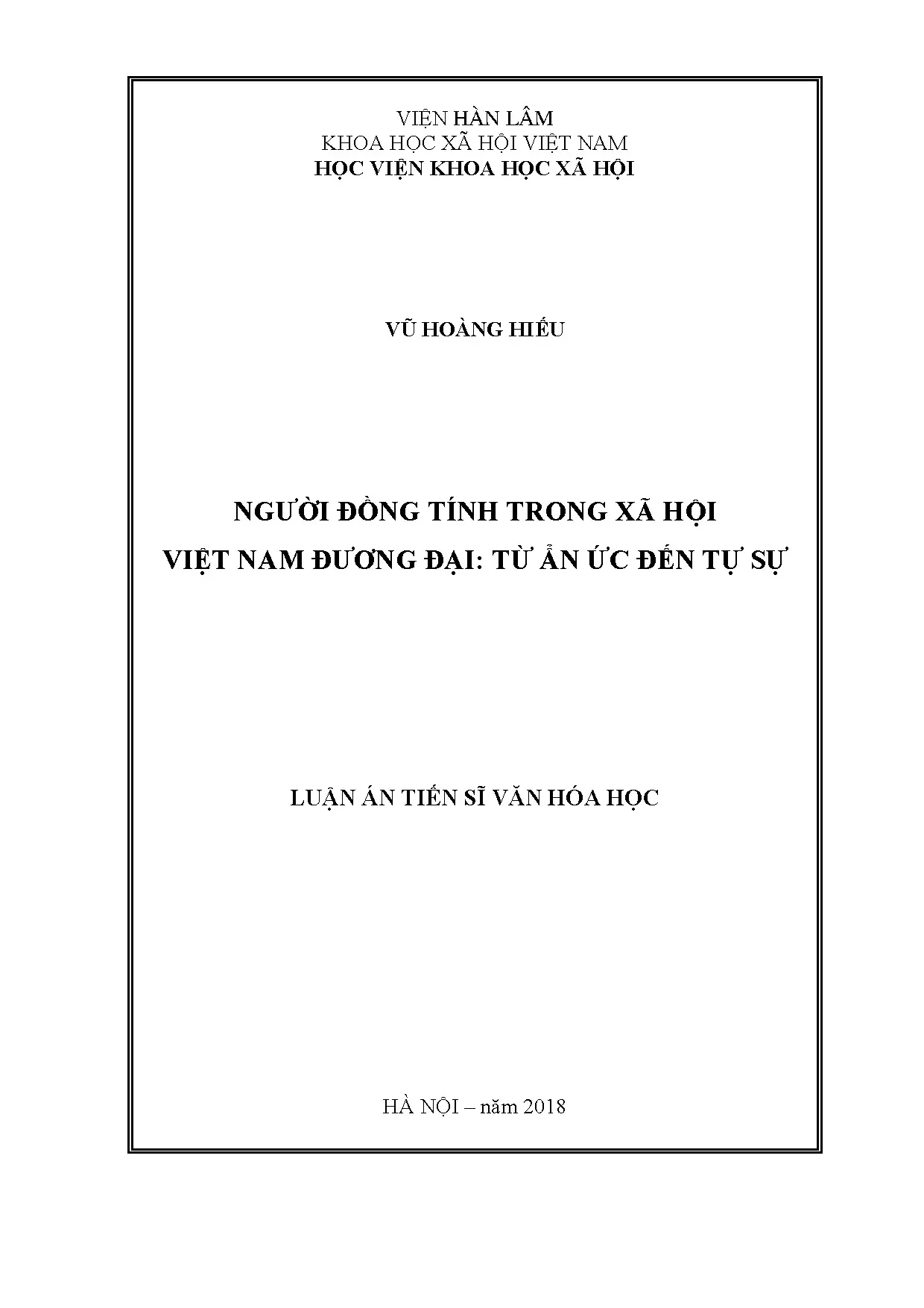 Luận án đồng tính trong xã hội VN: Từ ẩn ức đến tự sự