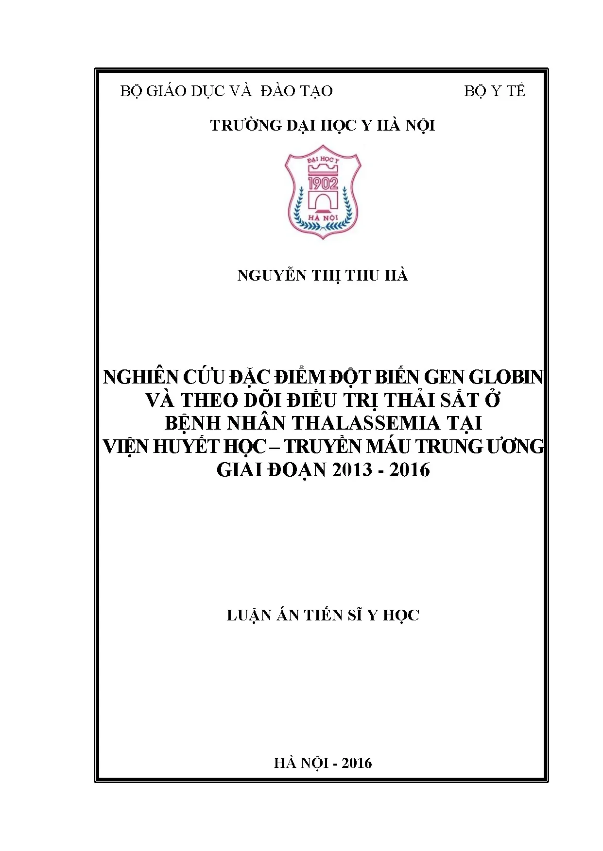 Đột biến gen globin và điều trị thải sắt ở bệnh nhân thalassemia