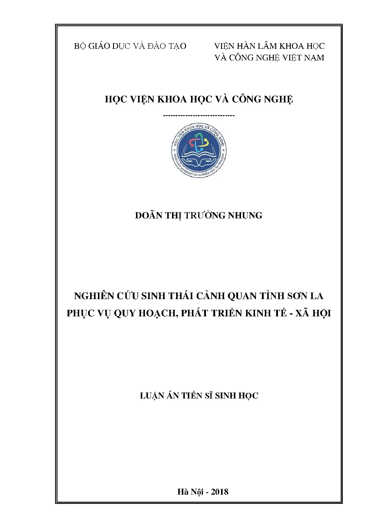 Nghiên cứu sinh thái cảnh quan Sơn La phục vụ quy hoạch