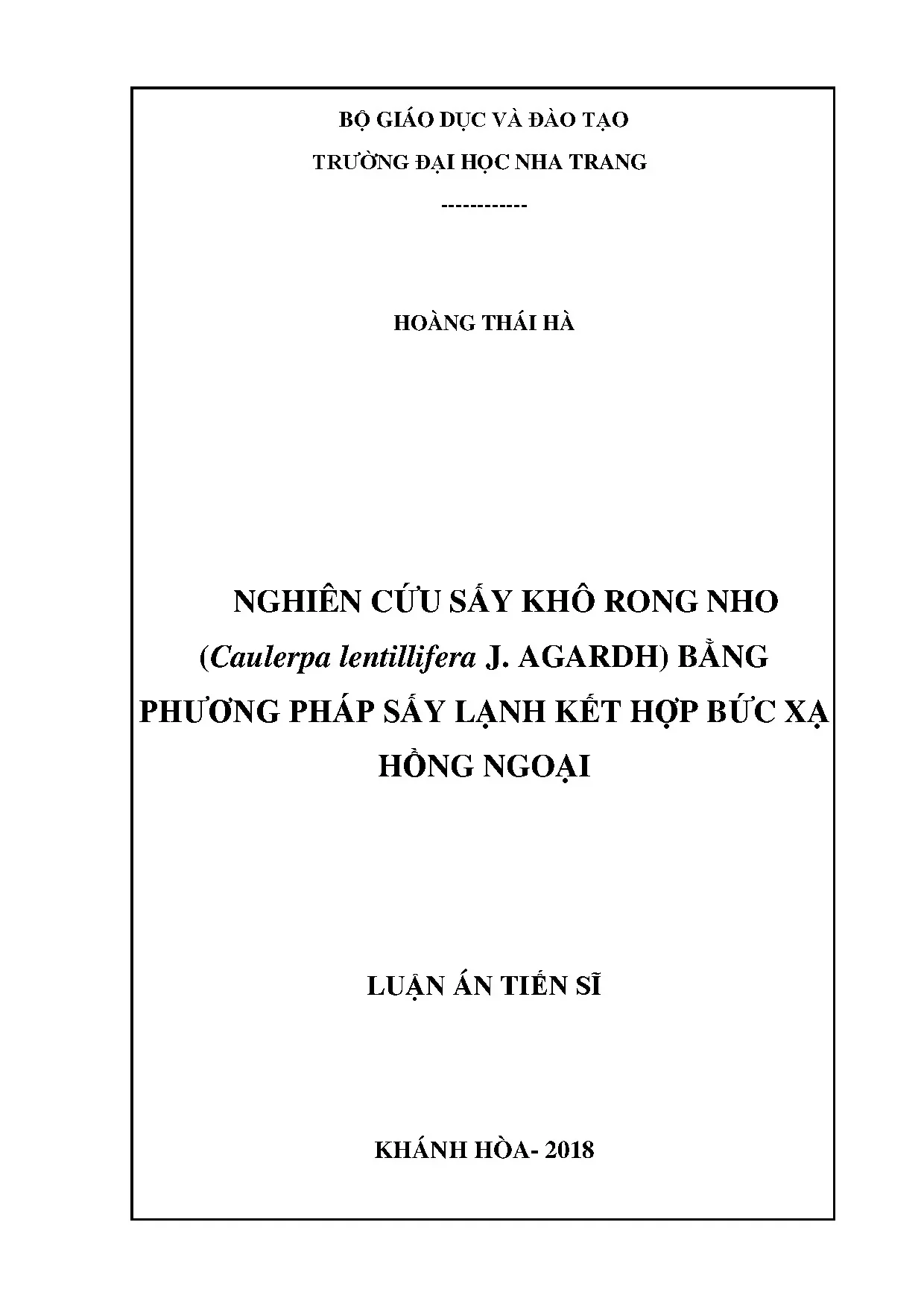 Nghiên cứu sấy rong nho bằng sấy lạnh và hồng ngoại