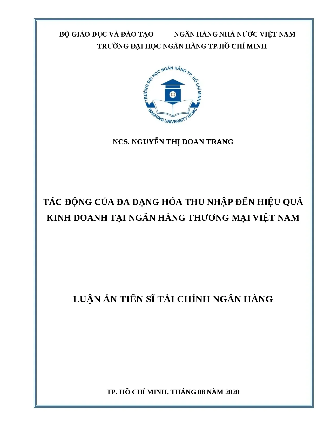 Đa dạng hóa thu nhập và hiệu quả kinh doanh NHTM Việt Nam