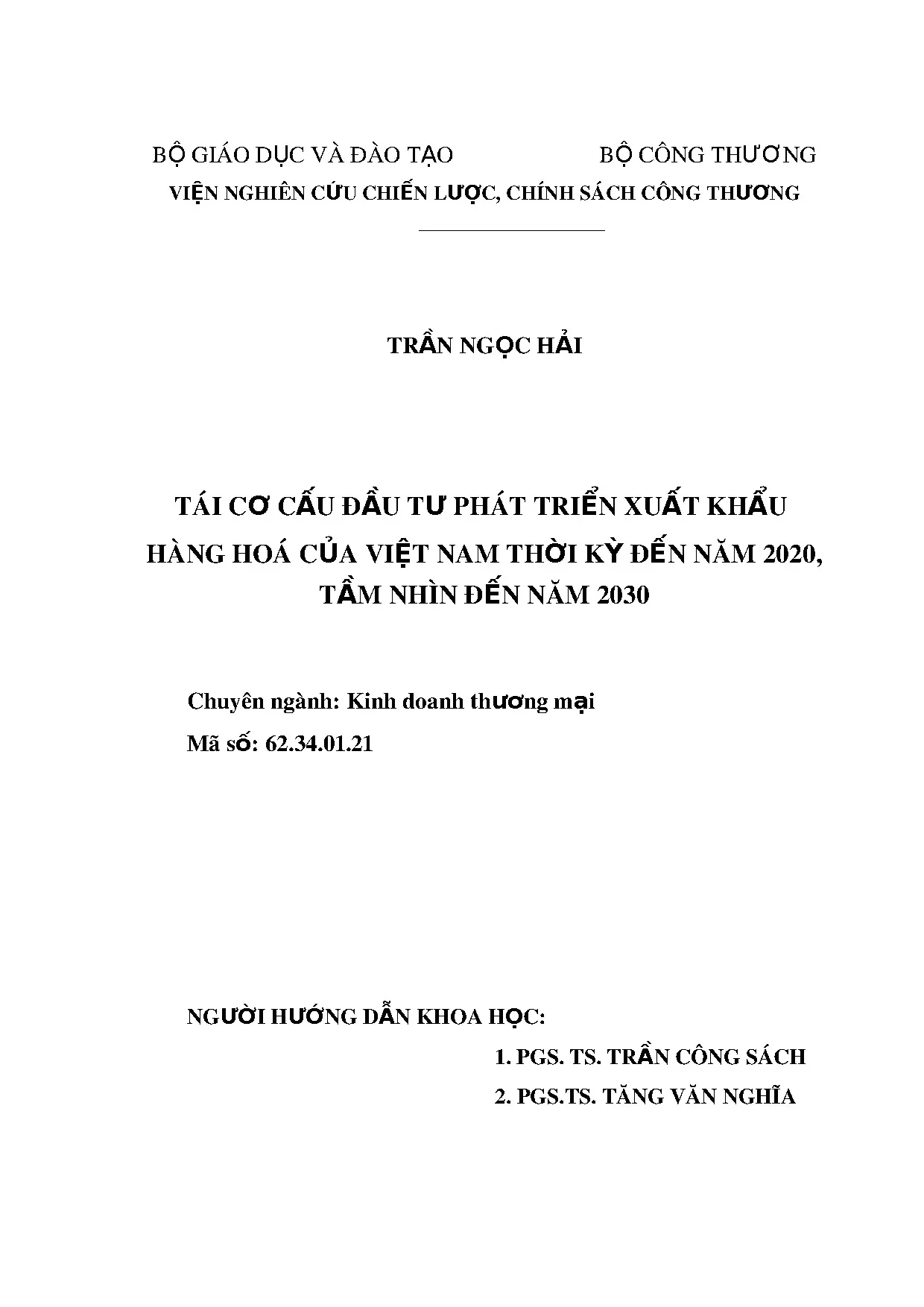Tái cơ cấu đầu tư phát triển xuất khẩu hàng hóa Việt Nam đến 2020
