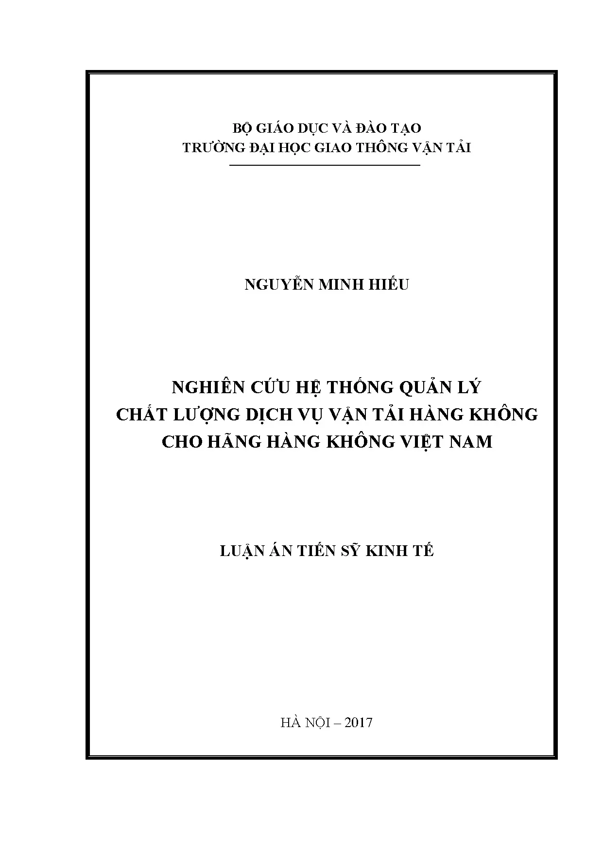 Nghiên cứu hệ thống quản lý chất lượng hàng không Vietnam Airlines