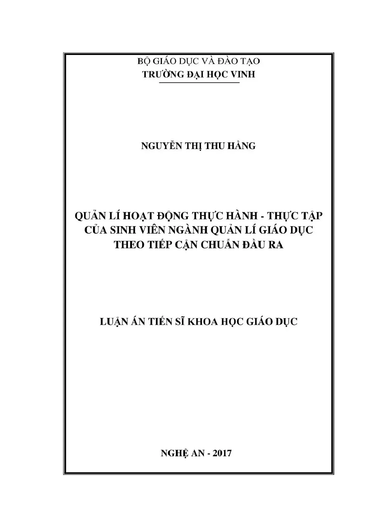 Quản lý hoạt động thực hành thực tập của sinh viên ngành quả