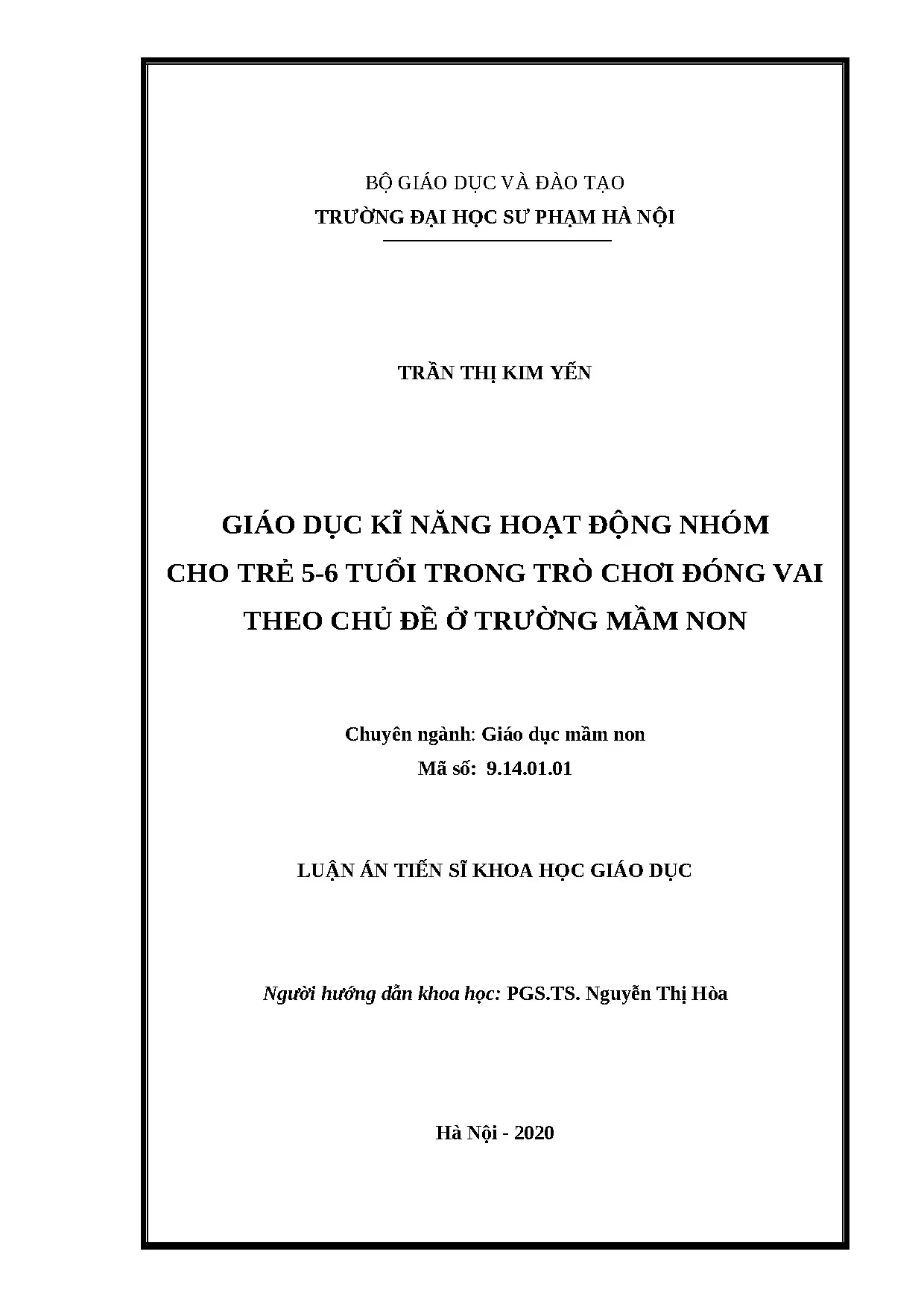 Giáo dục kĩ năng hoạt động nhóm cho trẻ 5-6 tuổi trong trò chơi đóng vai
