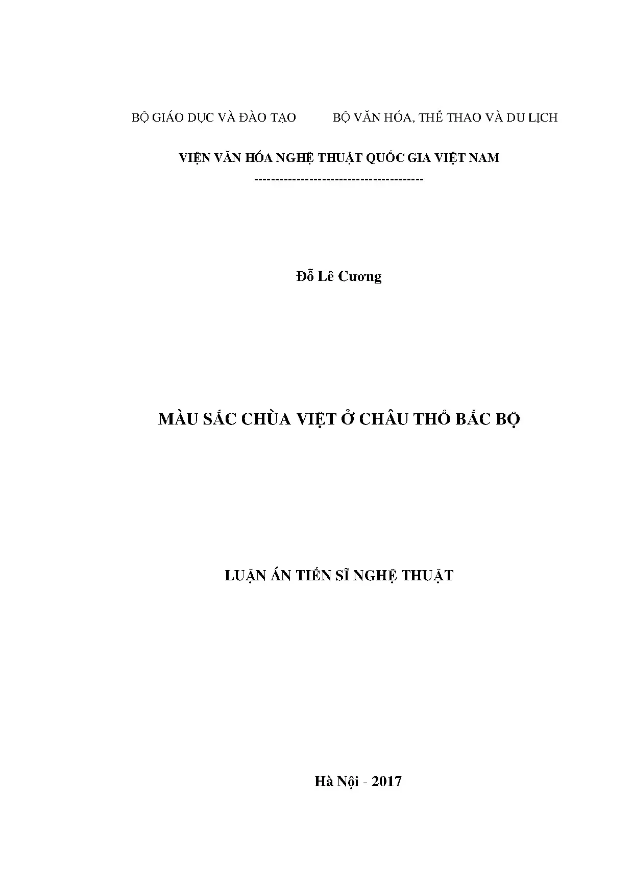 Màu sắc chùa Việt ở châu thổ Bắc Bộ - Nghiên cứu tiến sĩ