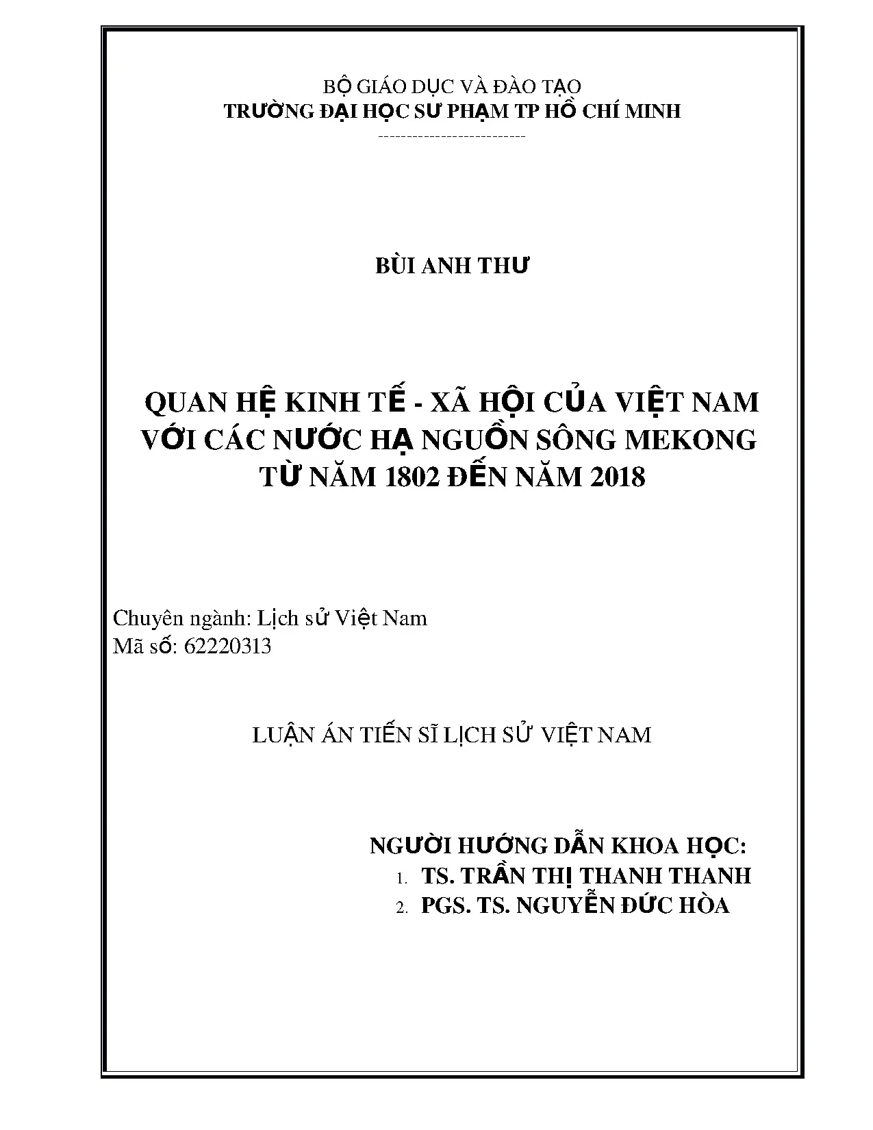 Quan hệ kinh tế - xã hội Việt Nam với các nước hạ nguồn sông Mekong