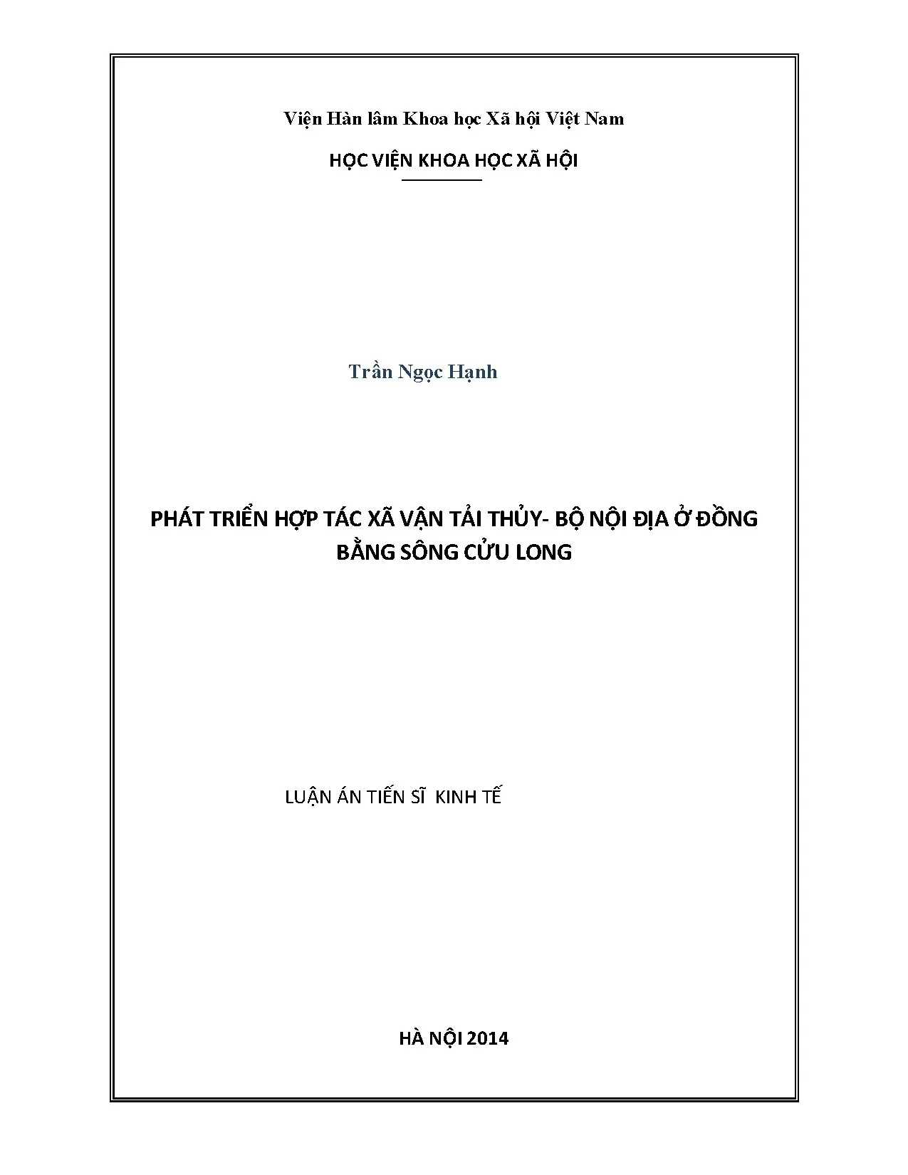 Phát triển Hợp tác xã Vận tải Thủy-Bộ ĐBSCL