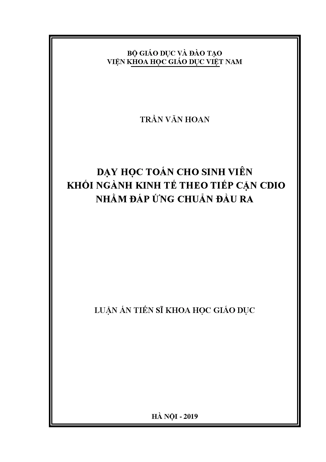 Dạy học Toán cho sinh viên kinh tế theo CDIO