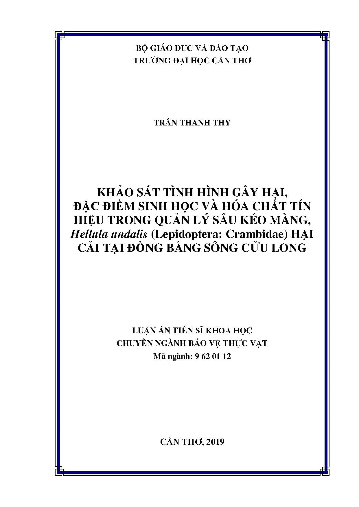 Đặc điểm sinh học và quản lý sâu kéo màng hại cải ở ĐBSCL