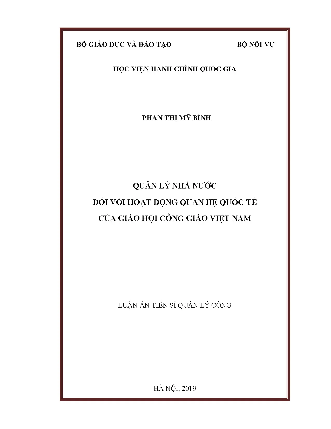 Quản lý nhà nước quan hệ quốc tế Giáo hội Công giáo Việt Nam