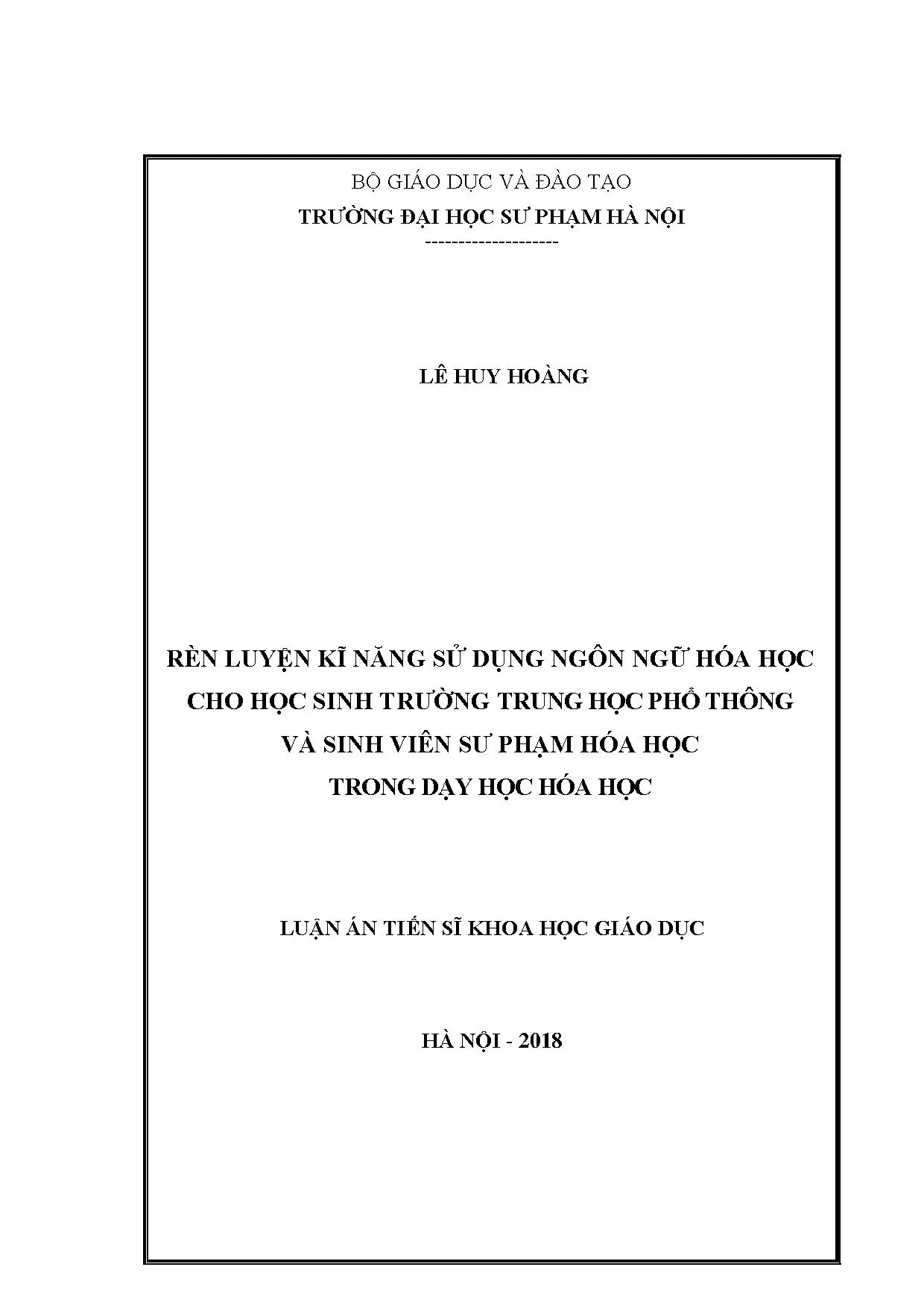 Rèn luyện ngôn ngữ hóa học cho học sinh THPT và sinh viên