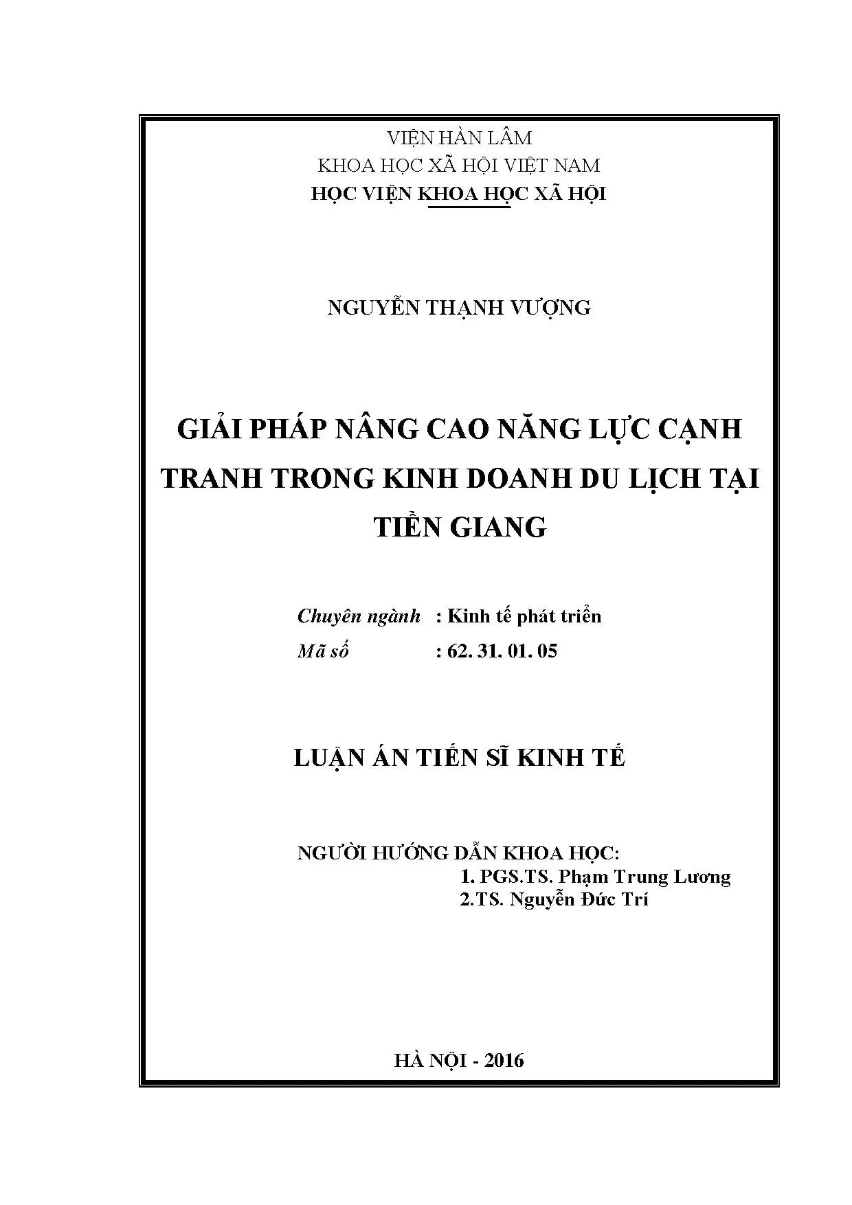Giải pháp nâng cao năng lực cạnh tranh kinh doanh du lịch Tiền Giang