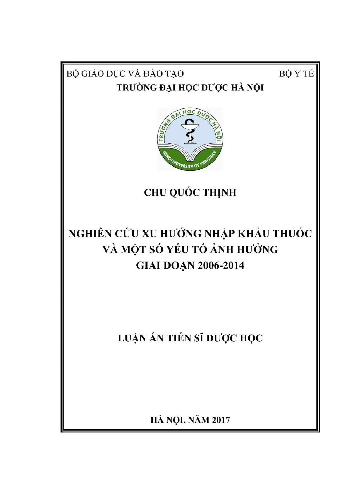 Nghiên cứu xu hướng nhập khẩu thuốc và một số yếu tố ảnh hưở