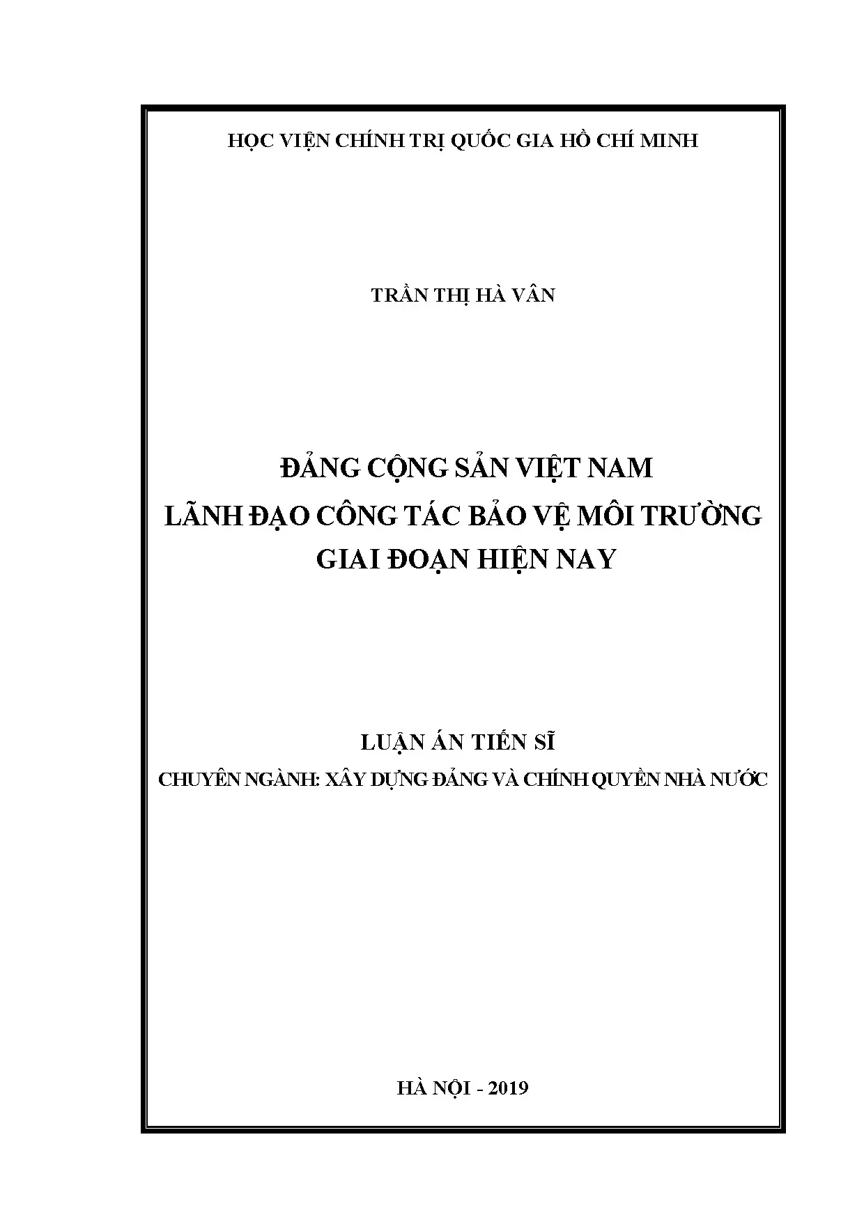 Đảng Cộng sản Việt Nam lãnh đạo công tác bảo vệ môi trường