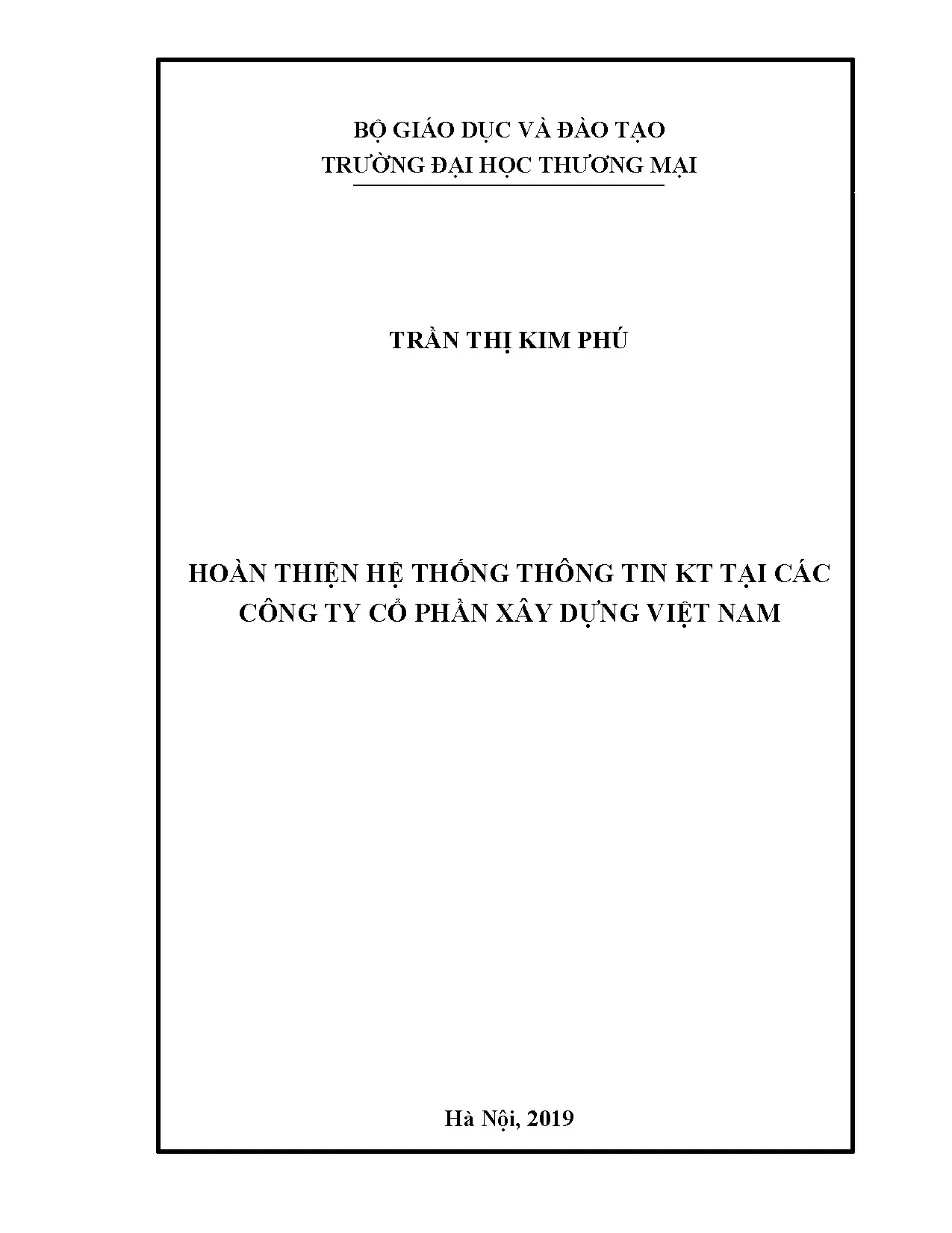 Hoàn thiện Hệ thống Thông tin Kế toán CTCP Xây dựng Việt Nam