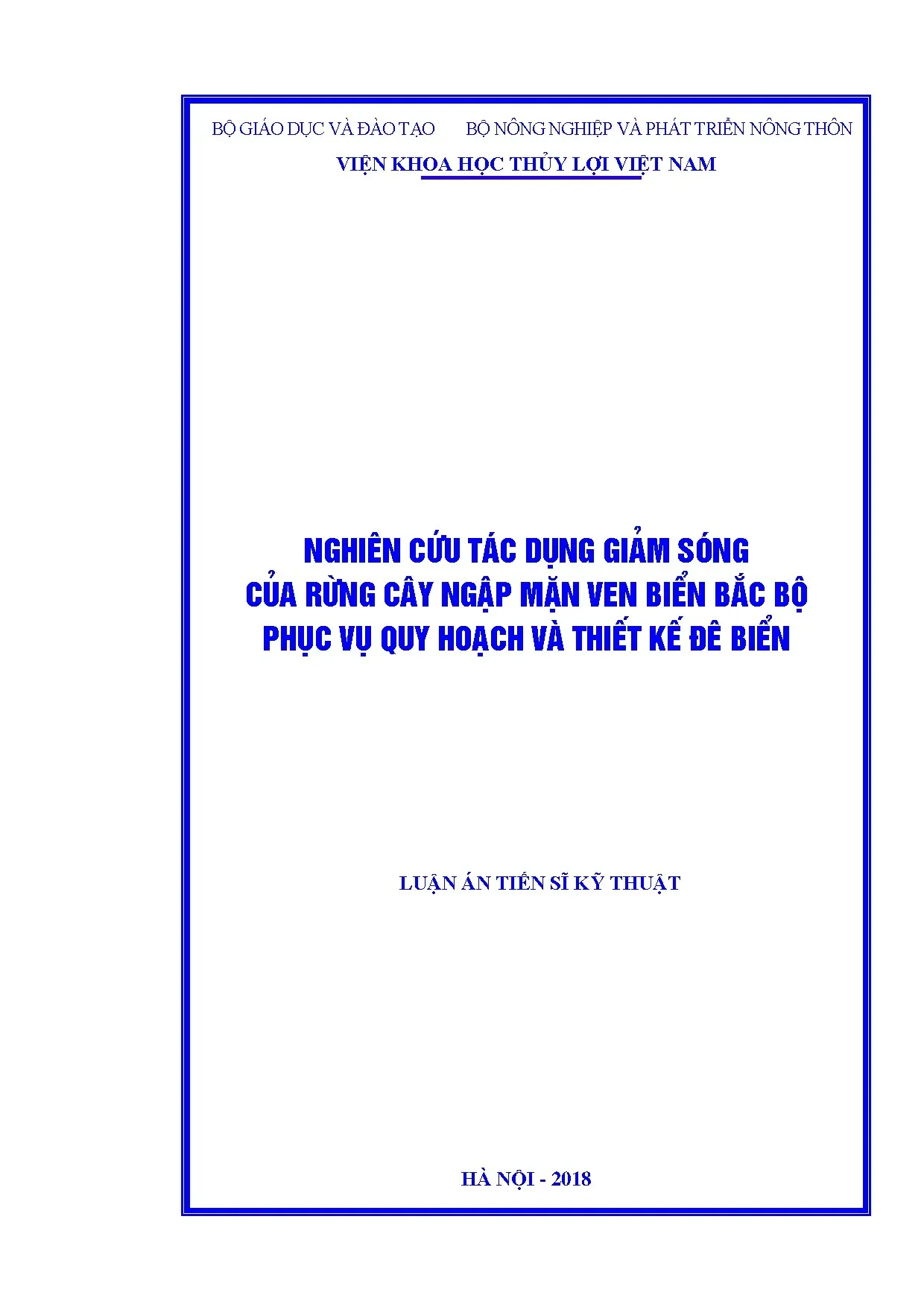Tác dụng giảm sóng của rừng ngập mặn ven biển Bắc Bộ