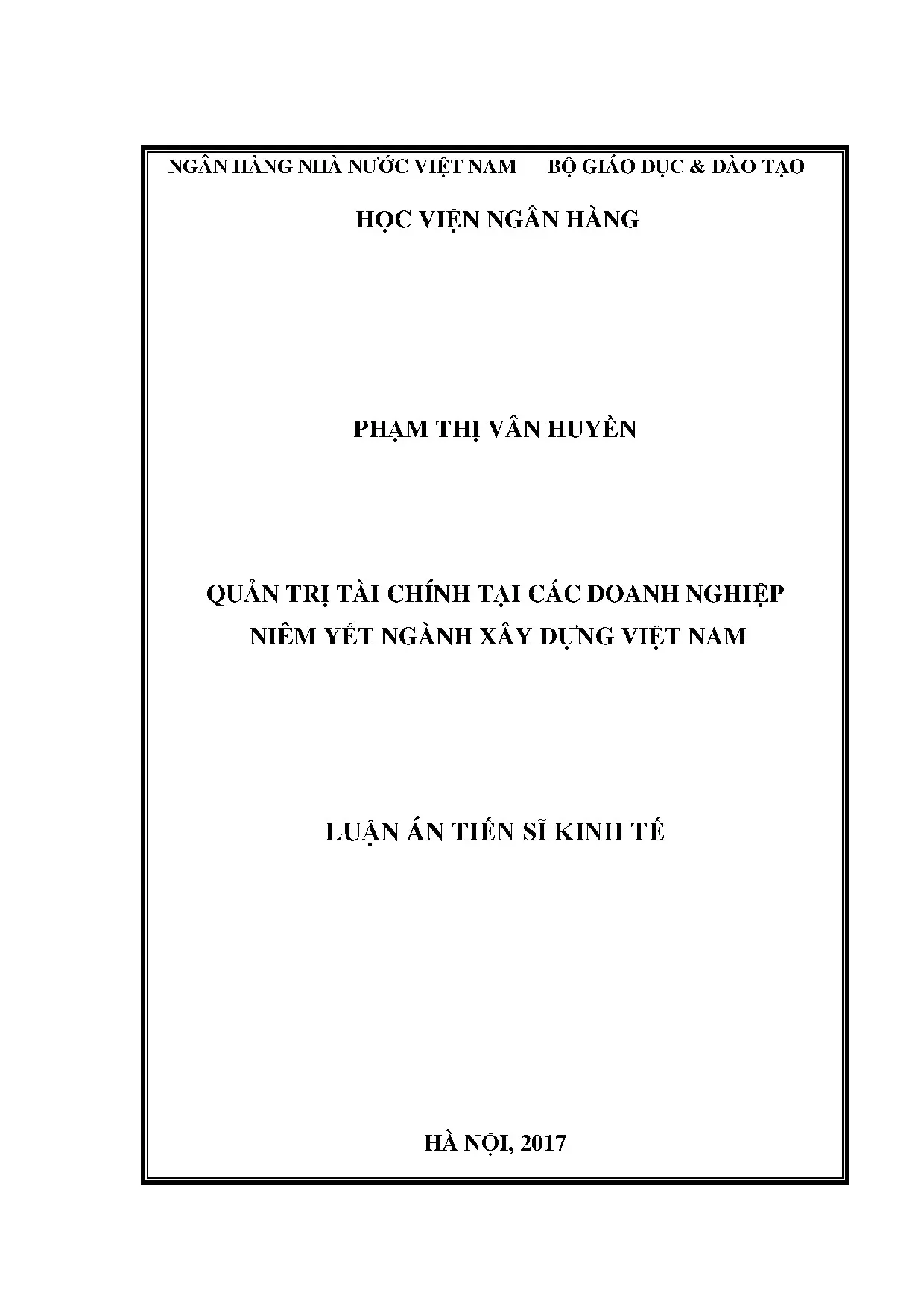 Quản trị tài chính doanh nghiệp niêm yết ngành xây dựng VN
