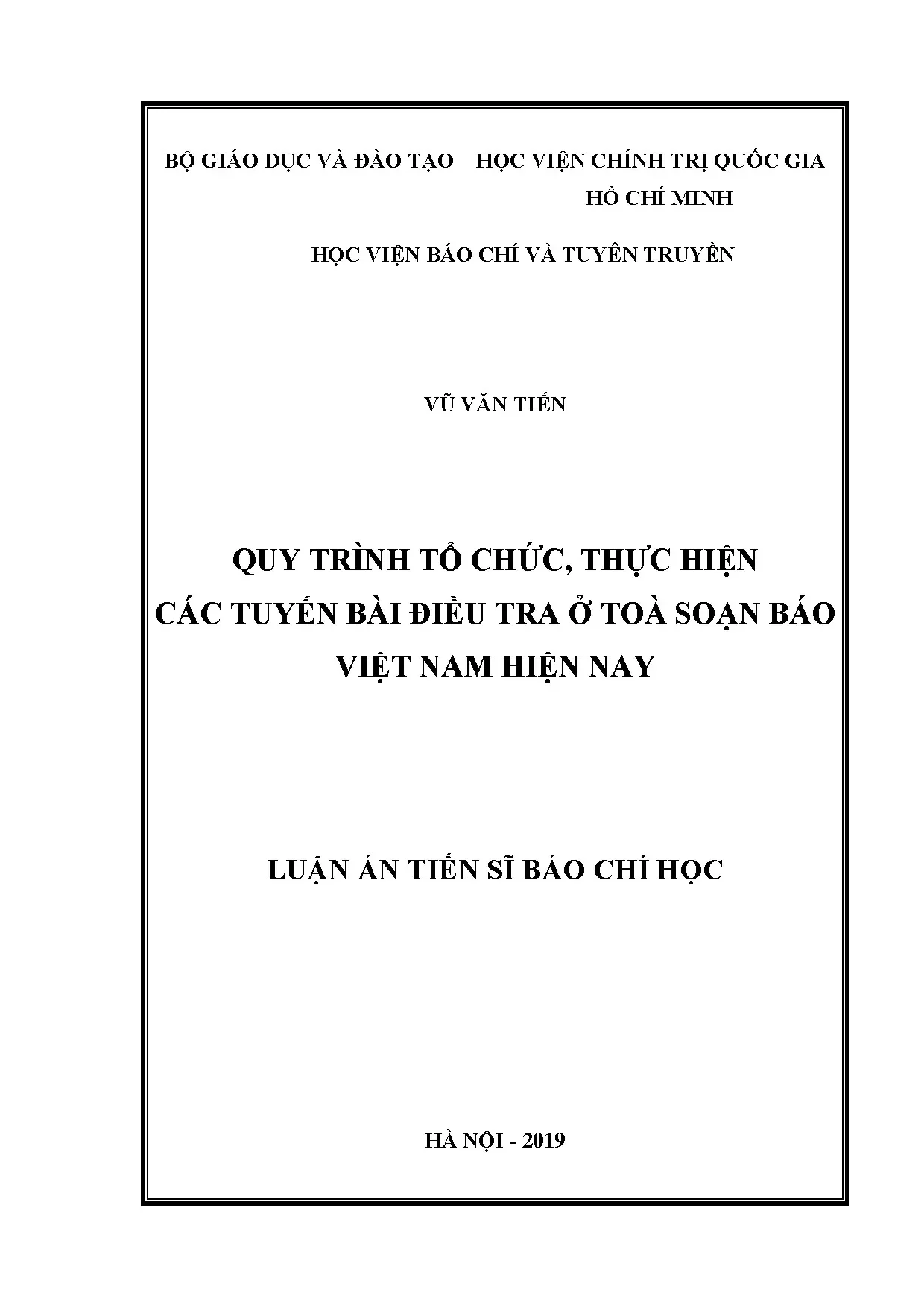 Quy trình tổ chức tuyến bài điều tra ở tòa soạn Việt Nam hiện nay