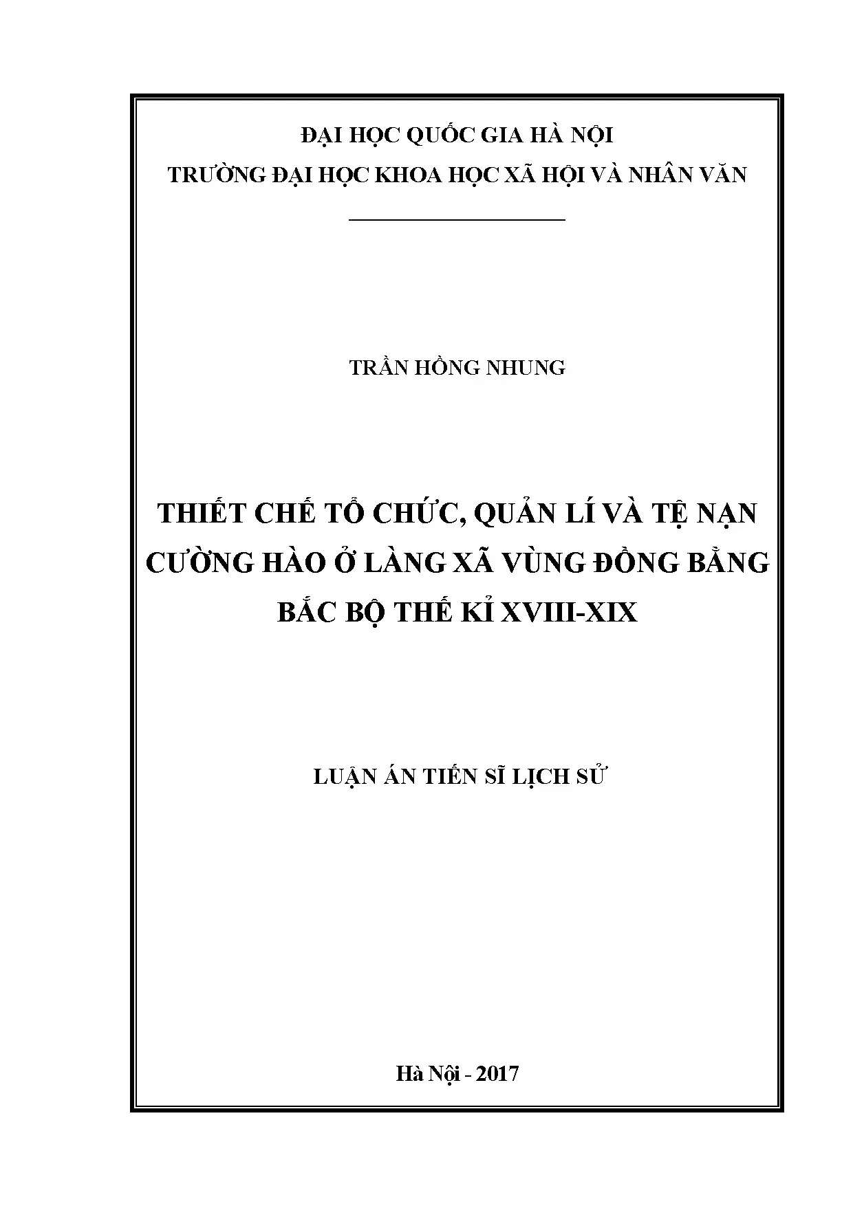Thiết chế quản lý làng xã và tệ nạn cường hào XVIII-XIX