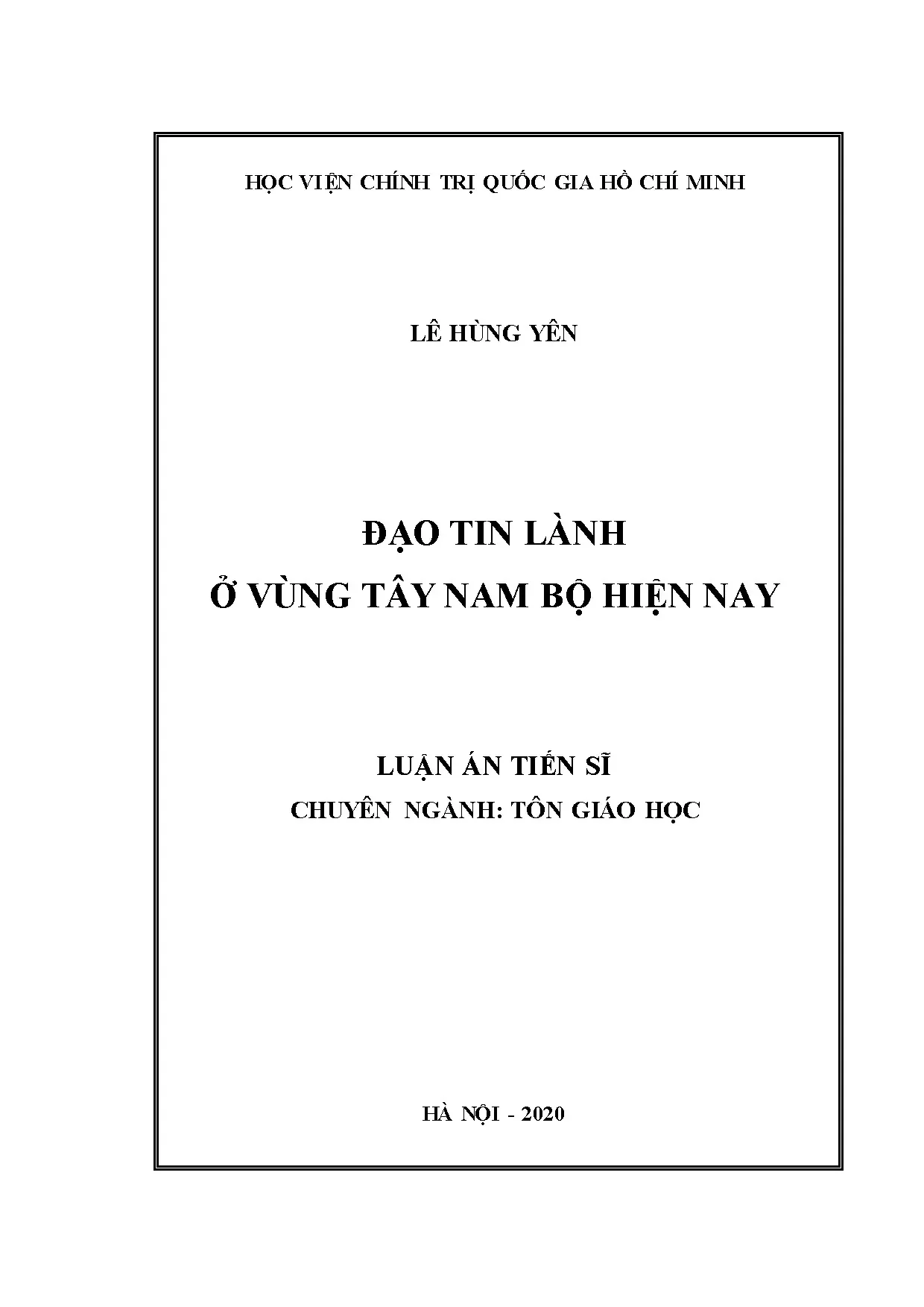 Đạo Tin Lành ở Tây Nam Bộ hiện nay - Tôn giáo học