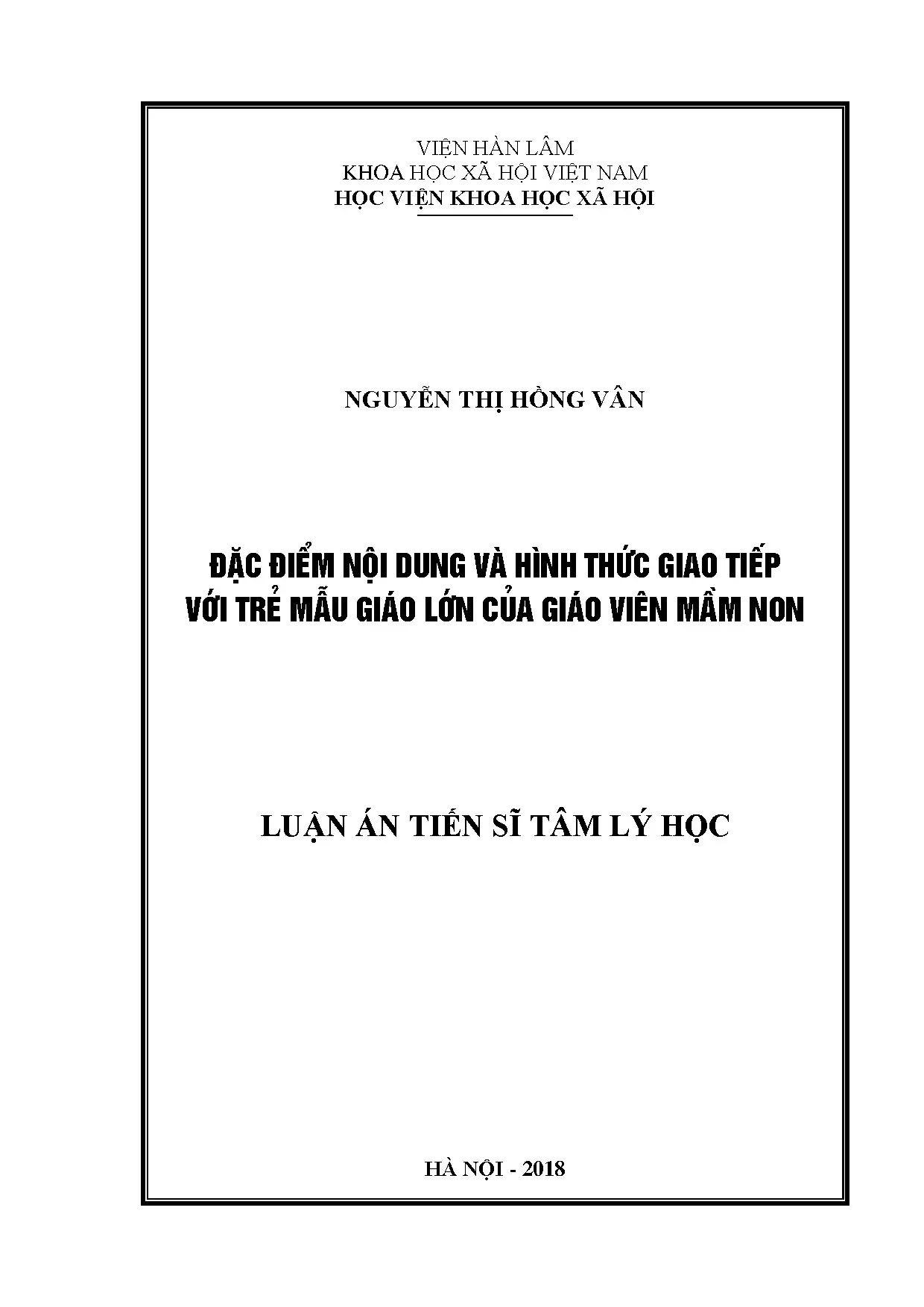Đặc điểm giao tiếp của giáo viên mầm non với trẻ mẫu giáo lớn