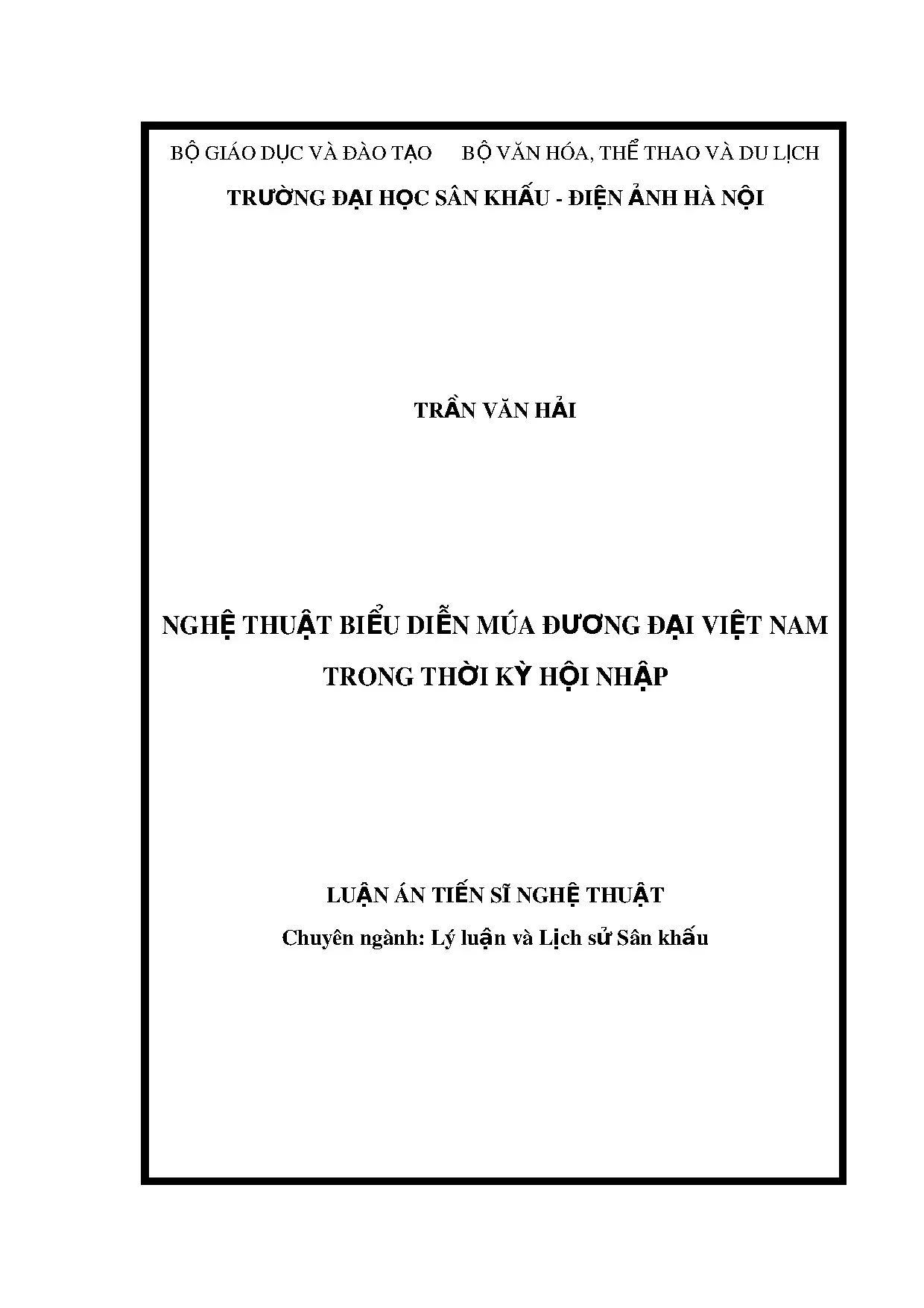 Luận án tiến sĩ nghệ thuật nghệ thuật biểu diễn múa đương đại việt nam trong thời kỳ hội nhập